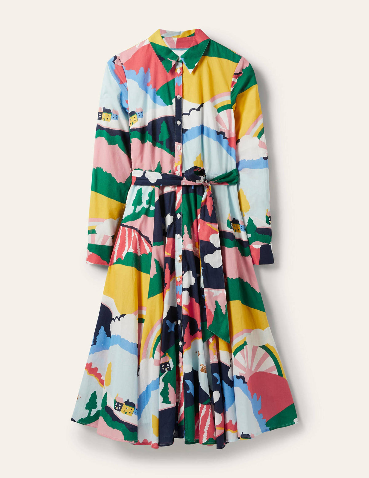 Kitty Midi Shirt Dress-French Navy, Scenic Meadow - Image 6