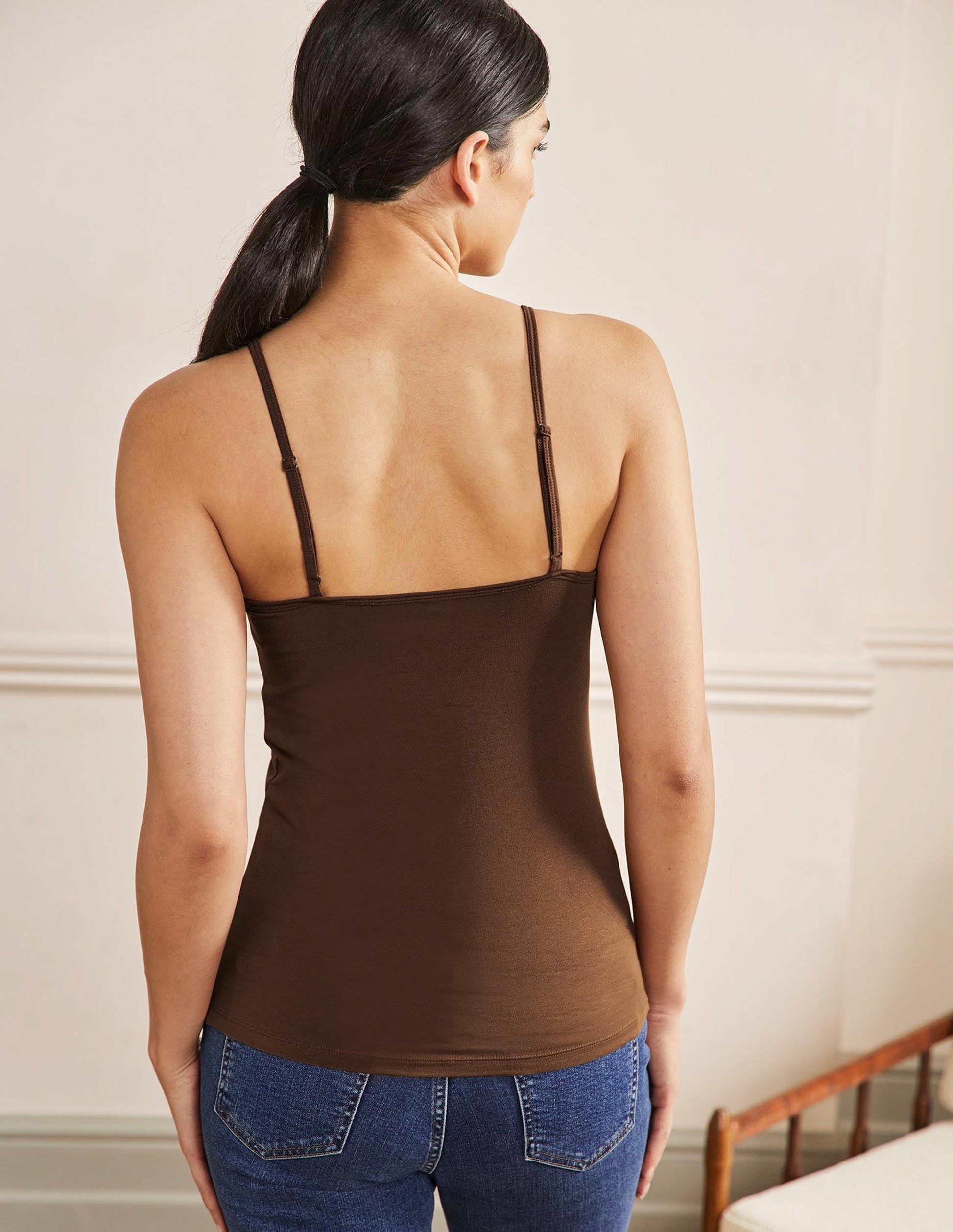 Plain Cami Top-Medium Brown-3