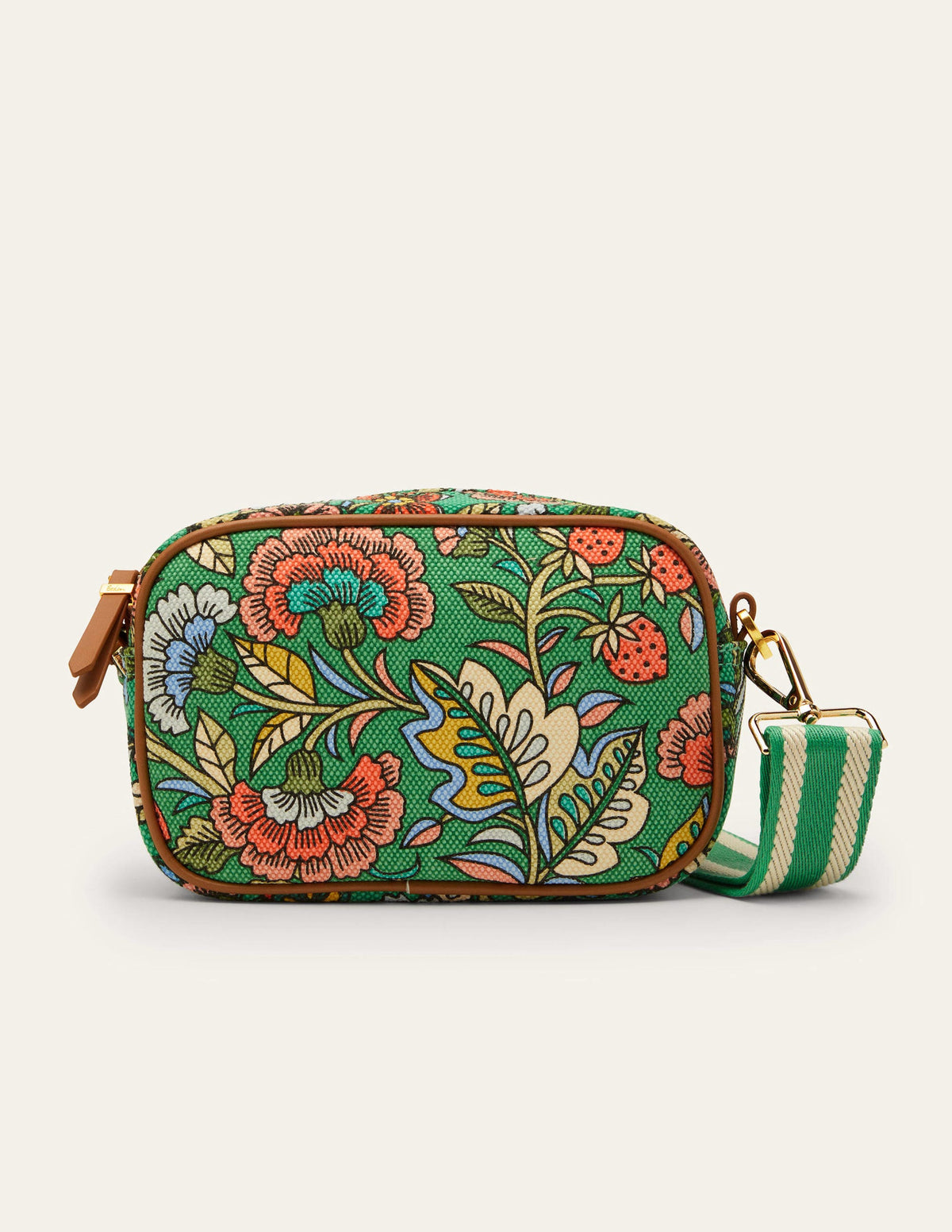 Canvas Crossbody Bag-Rich Emerald, Tropic Meadow - Image 1