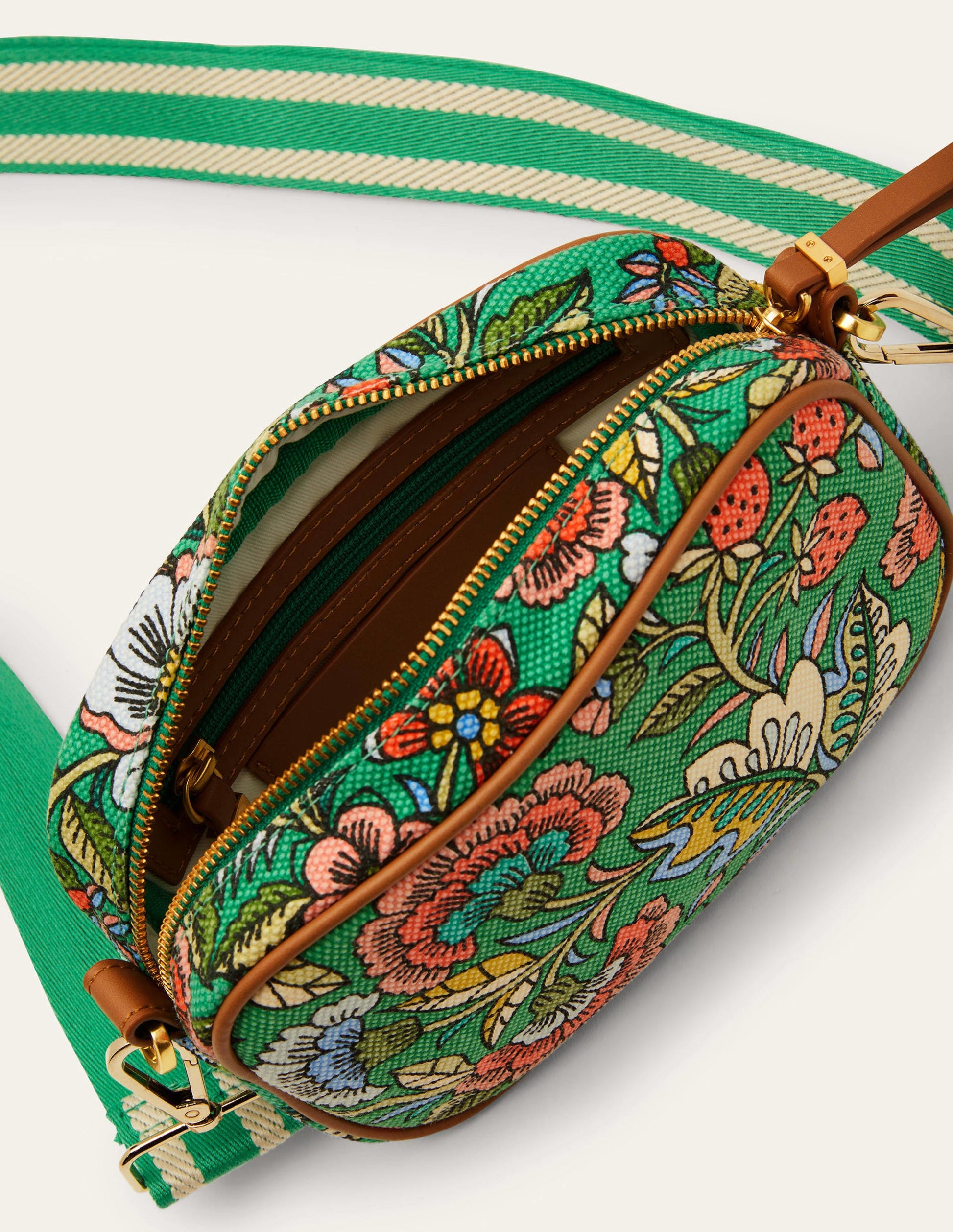 Canvas Crossbody Bag-Rich Emerald, Tropic Meadow-2