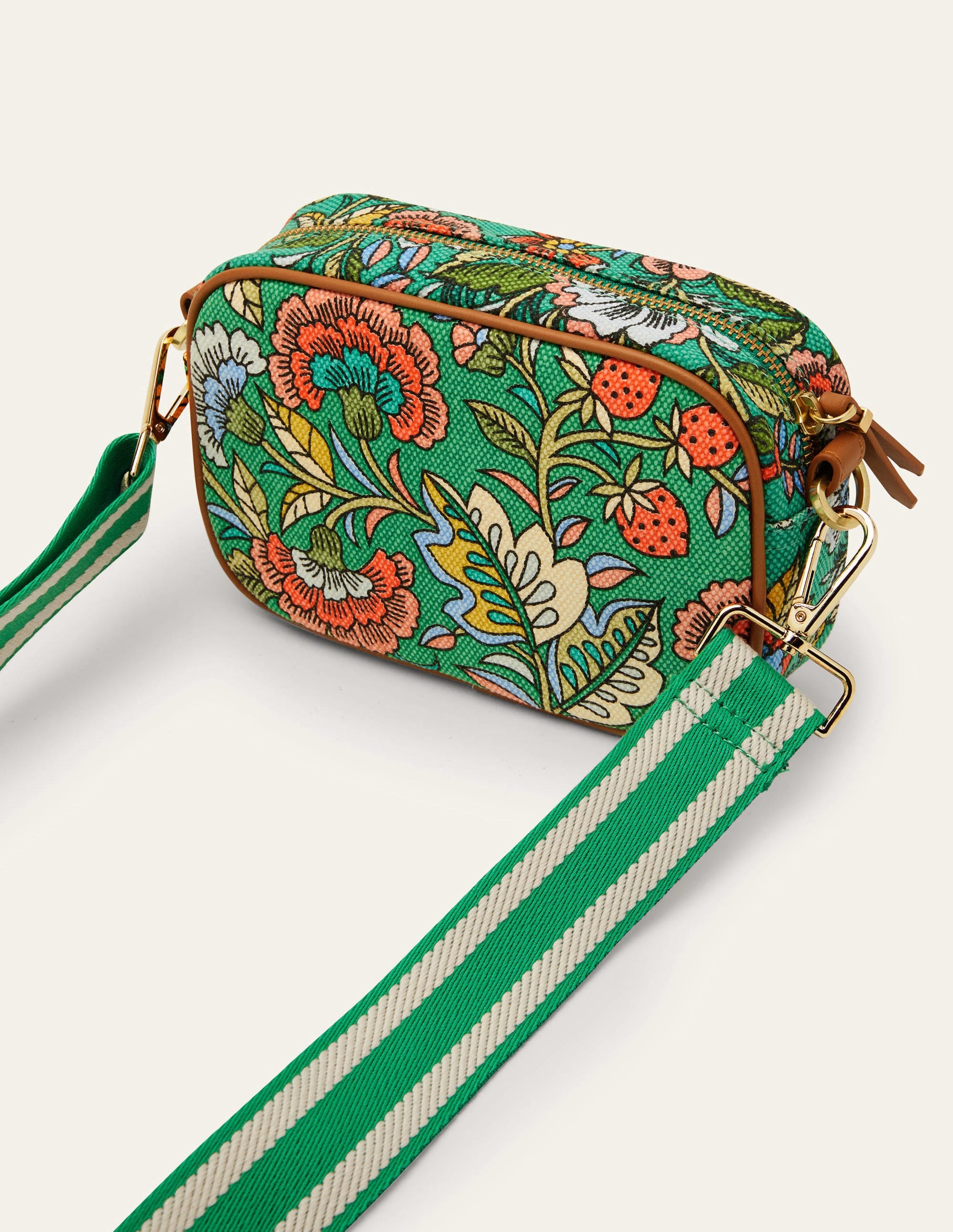 Canvas Crossbody Bag-Rich Emerald, Tropic Meadow - Image 3