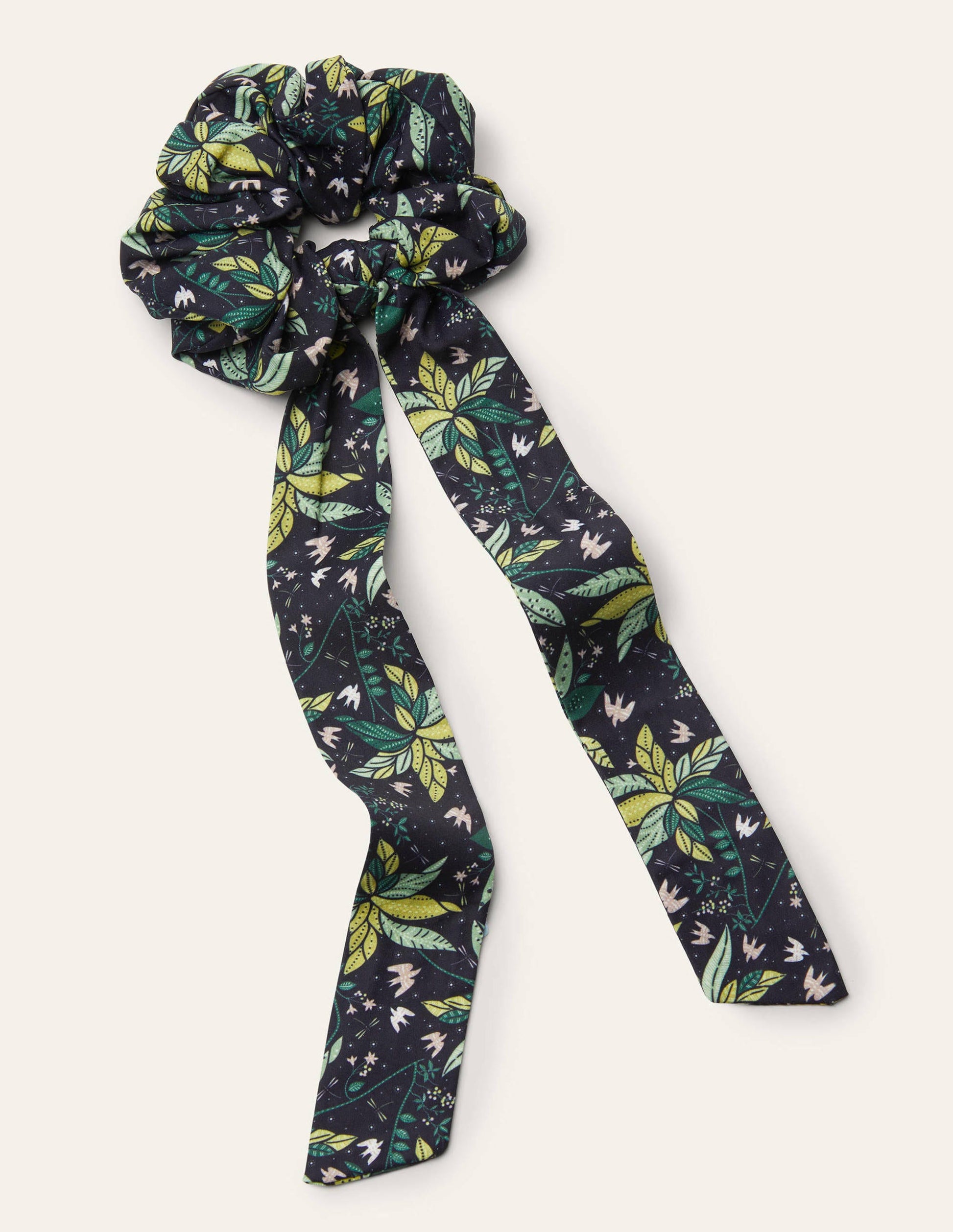 Scarf Hair Scrunchie-Black, Oriental Cascade-1