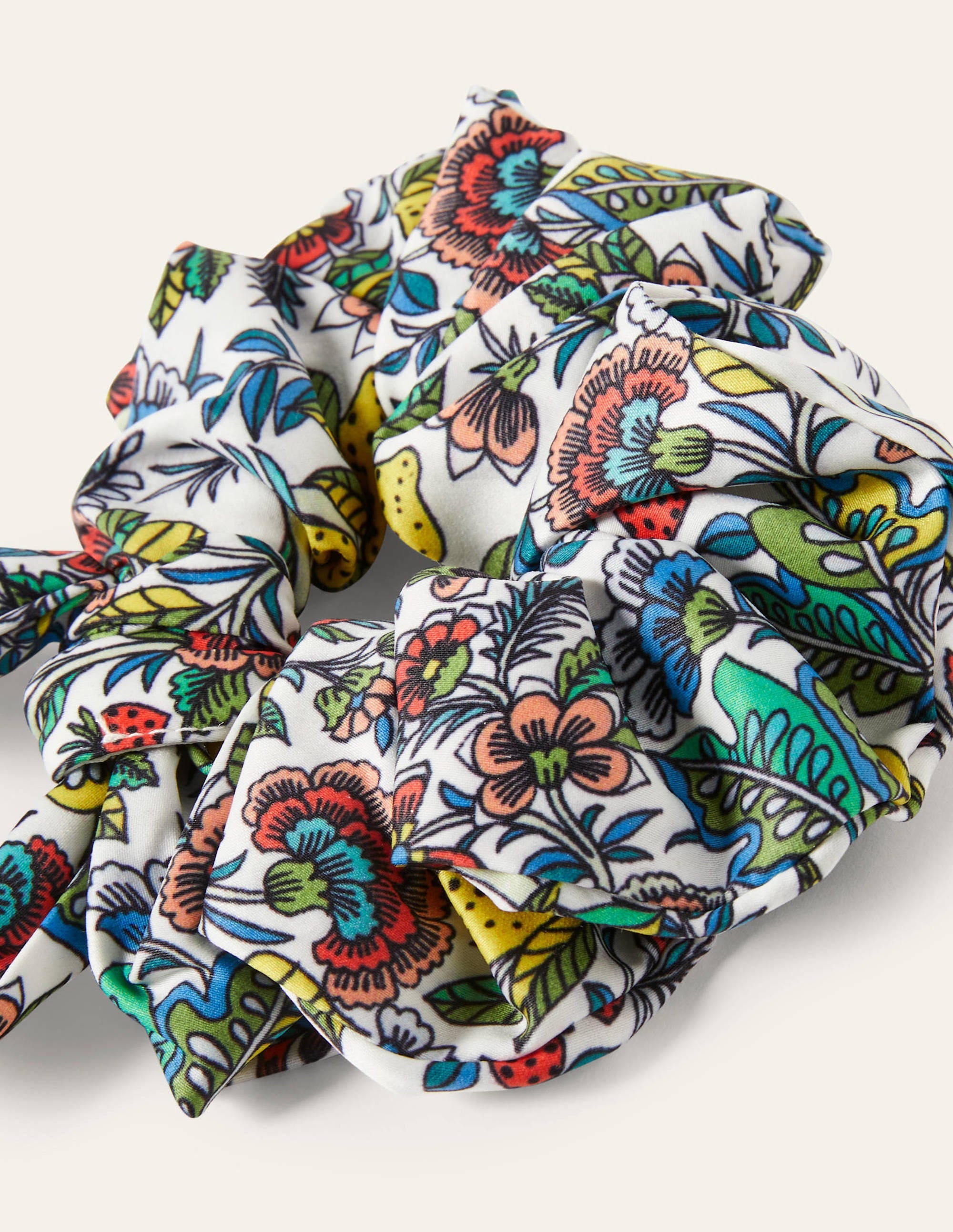 Scarf Hair Scrunchie-Ivory, Tropic Meadow - Image 2