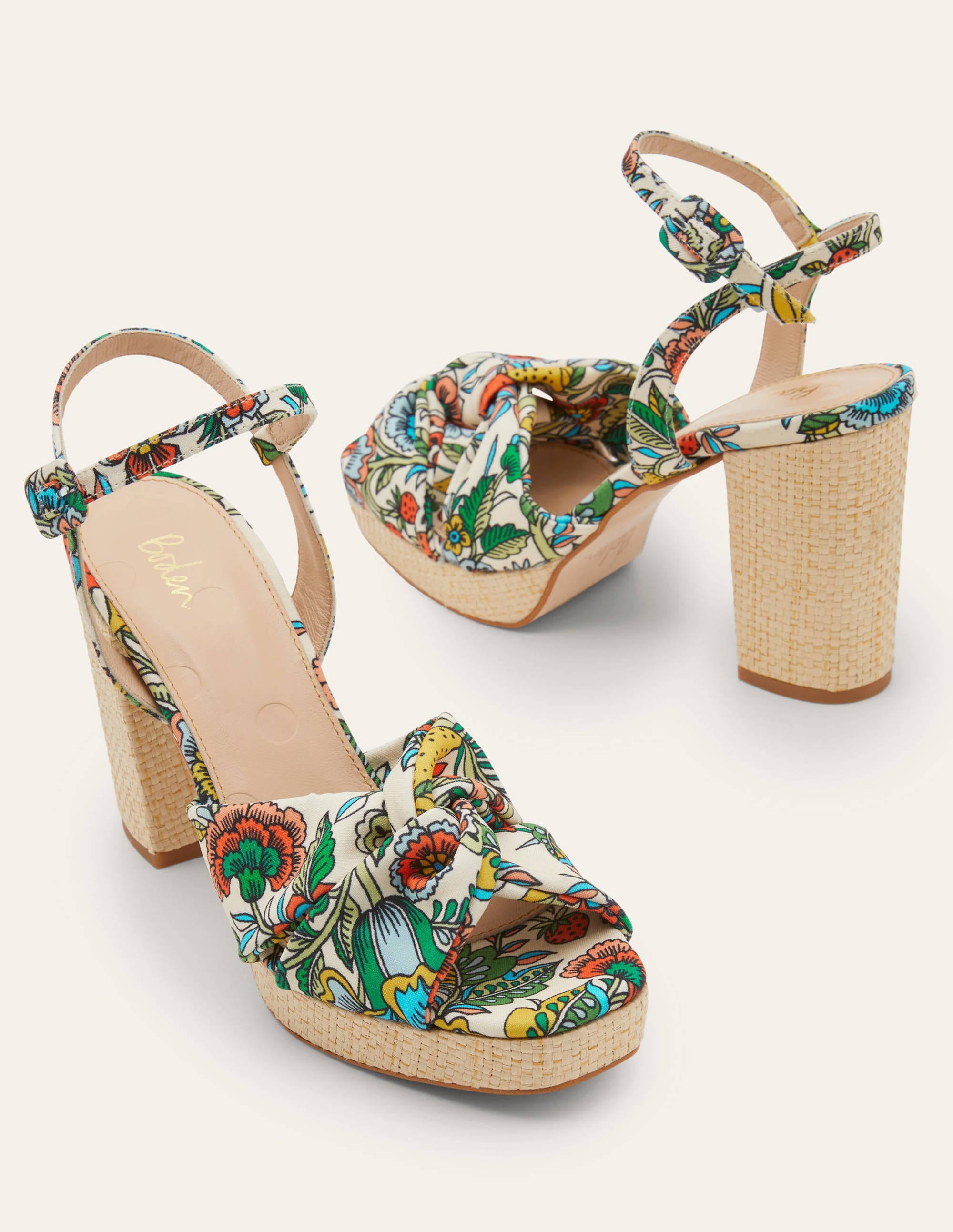 Twist Front Platform Sandals-Ivory, Tropic Meadow - Image 1