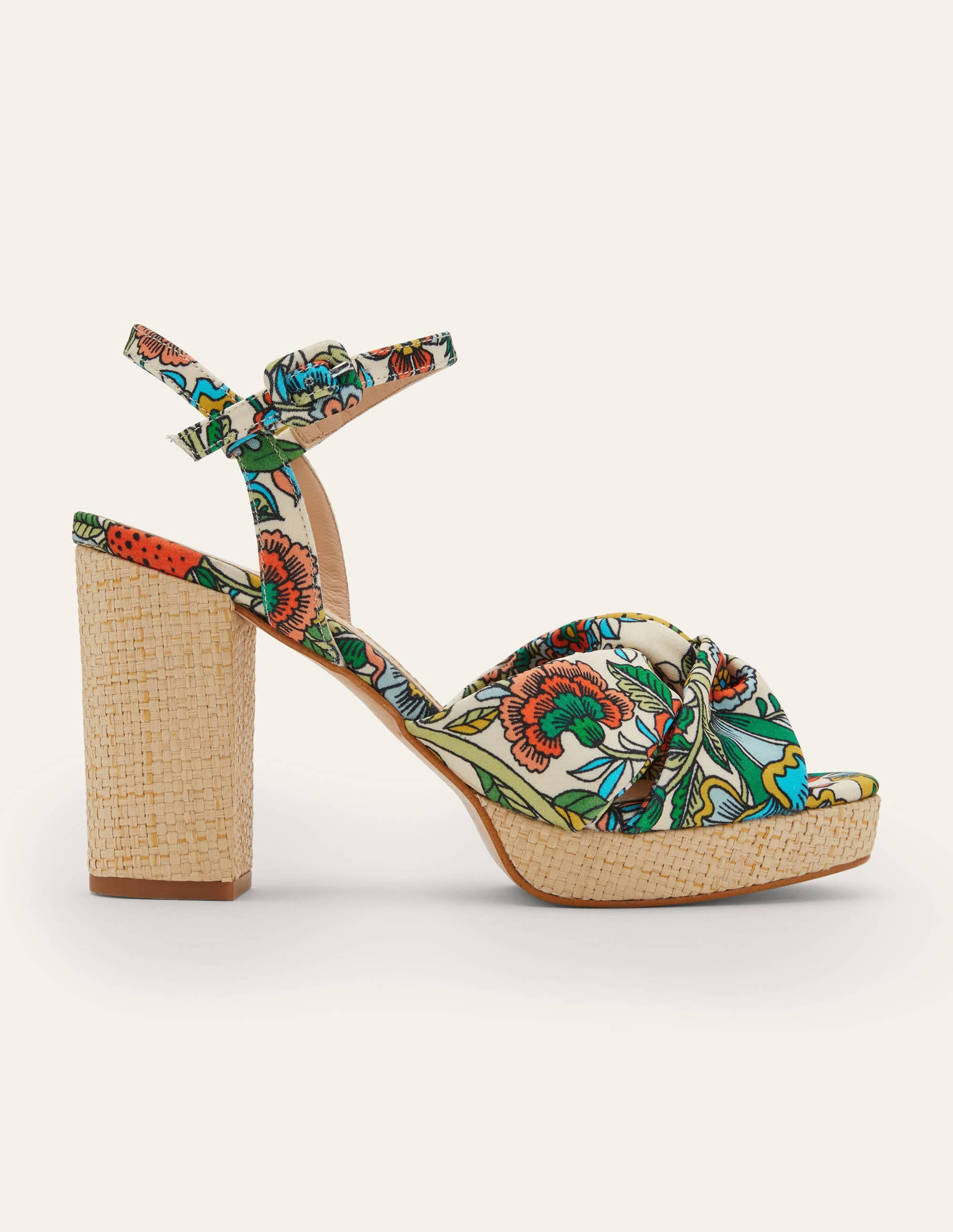 Twist Front Platform Sandals-Ivory, Tropic Meadow - Image 2