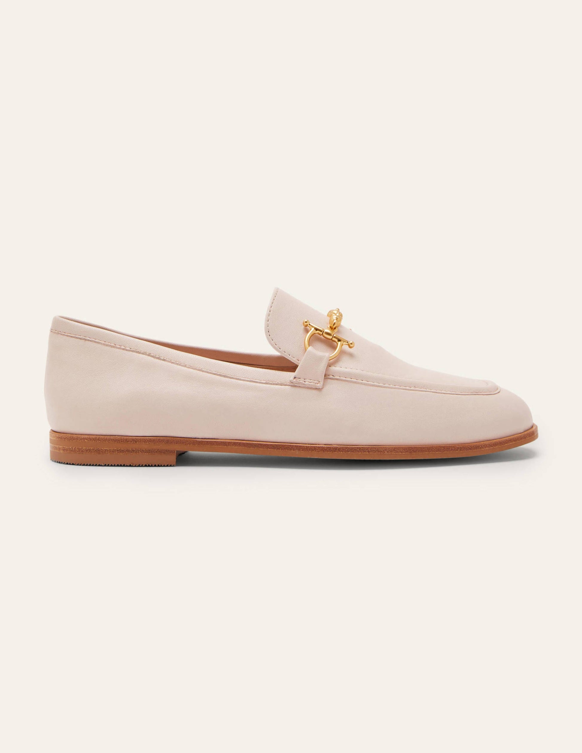 Snaffle Detail Leather Loafers-Ecru-2