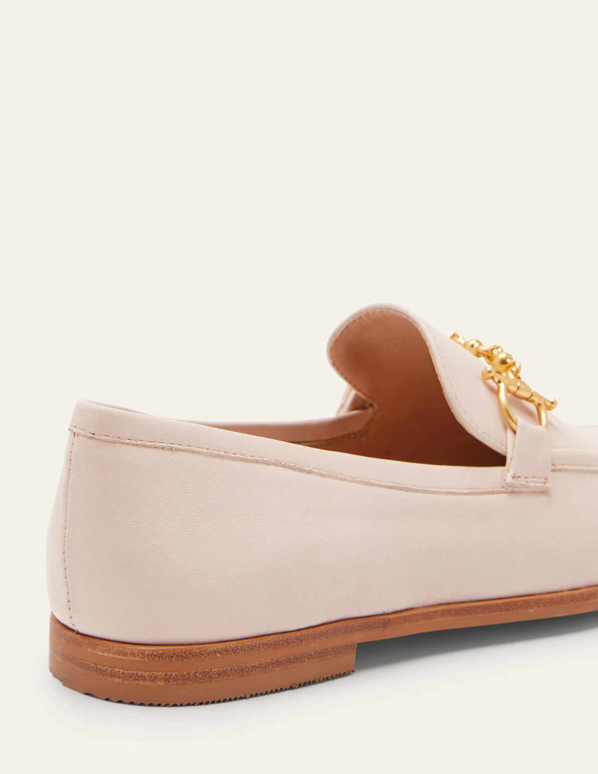 Snaffle Detail Leather Loafers-Ecru-4