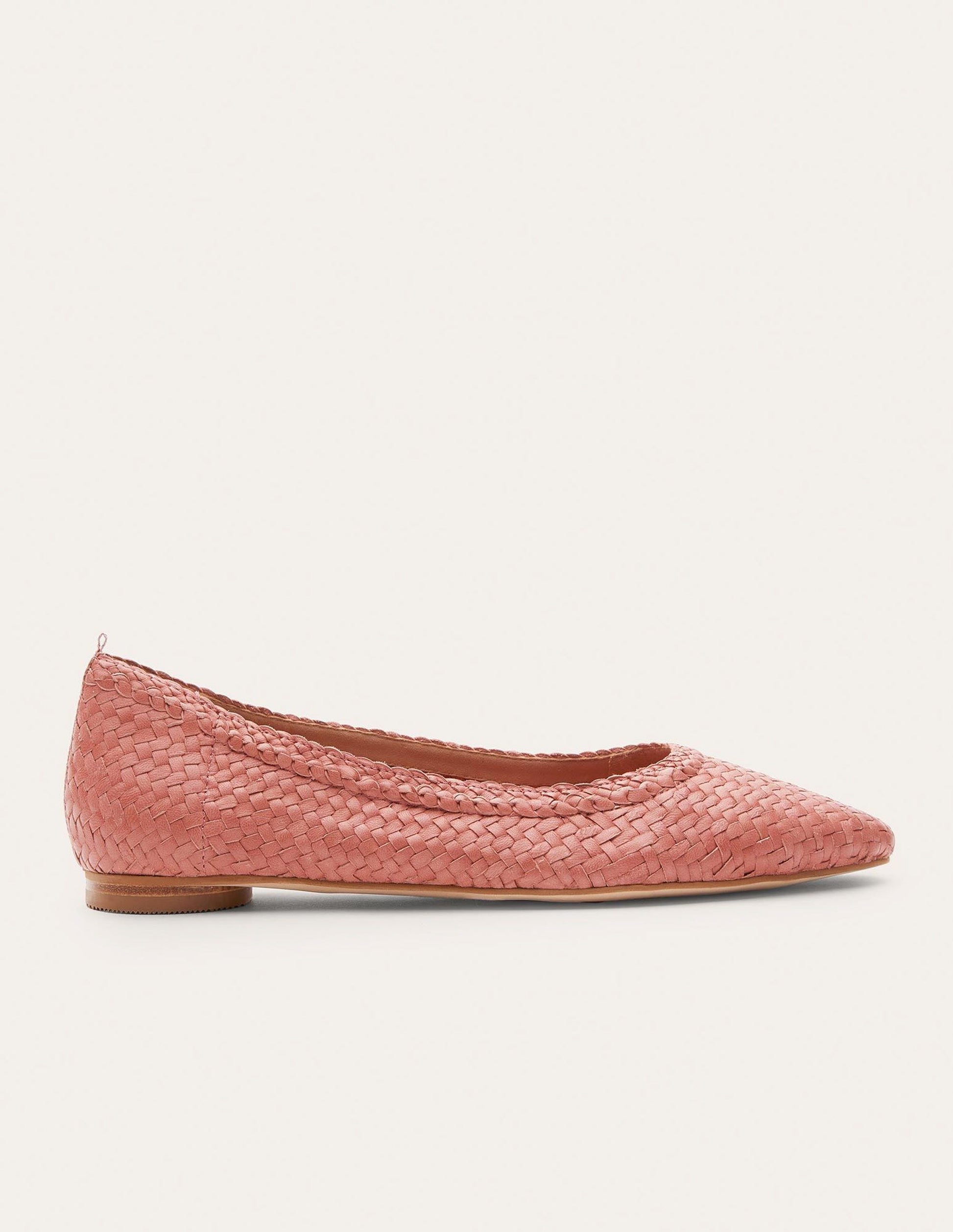 Almond Toe Ballerinas-Dusty Red Woven-2