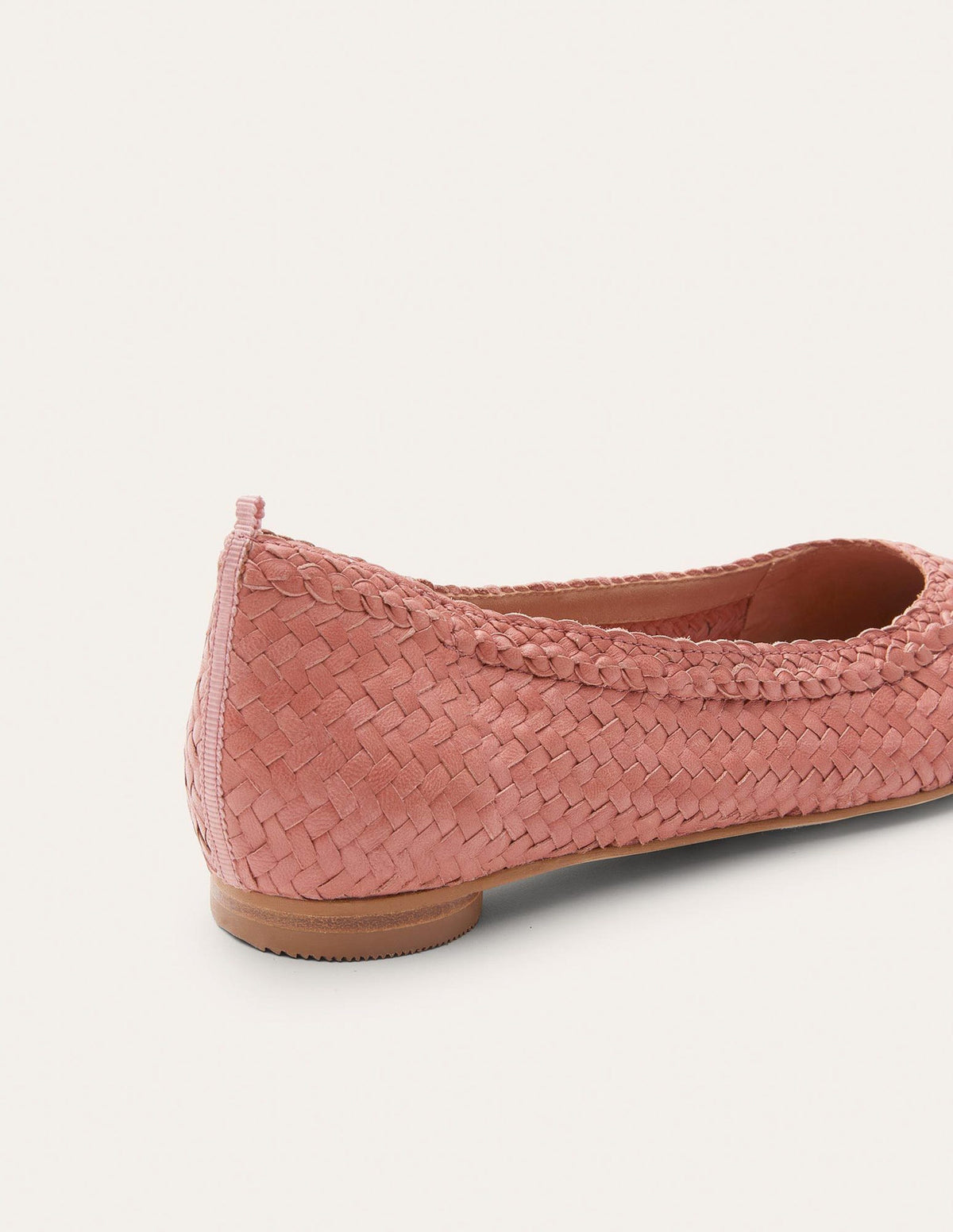Almond Toe Ballerinas-Dusty Red Woven - Image 3