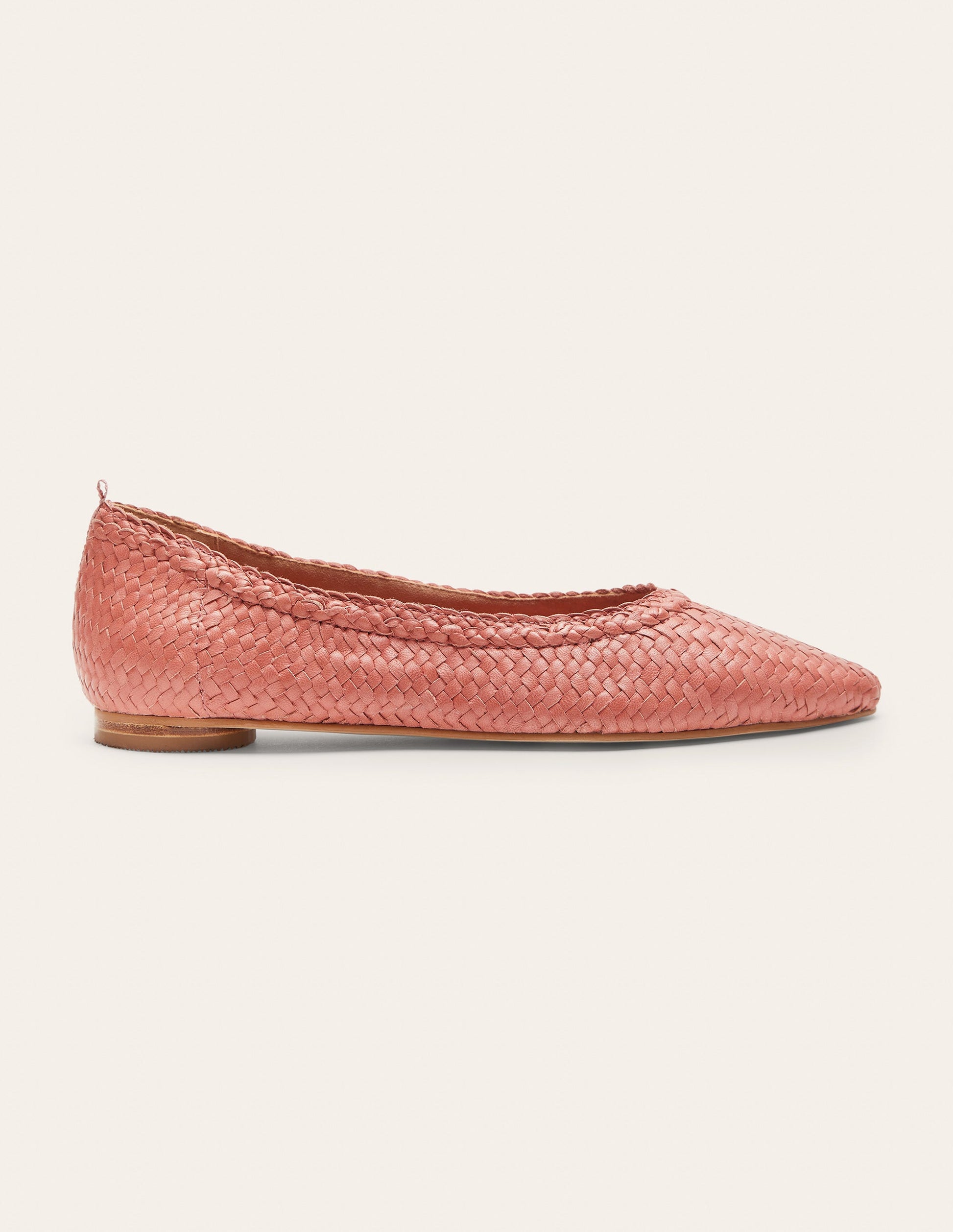 Almond Toe Ballerinas-Dusty Red Woven-1
