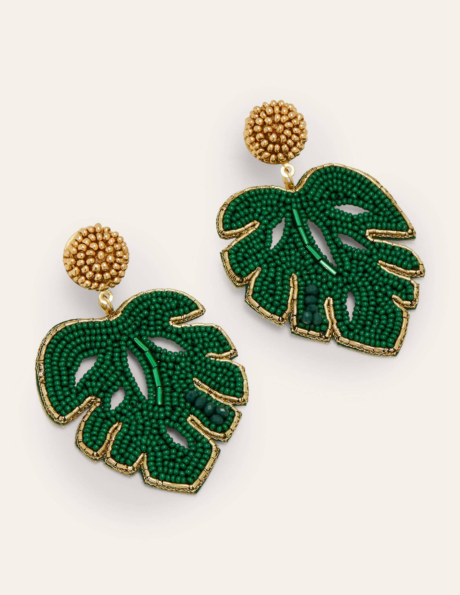 Beaded Earrings-Leaf-1