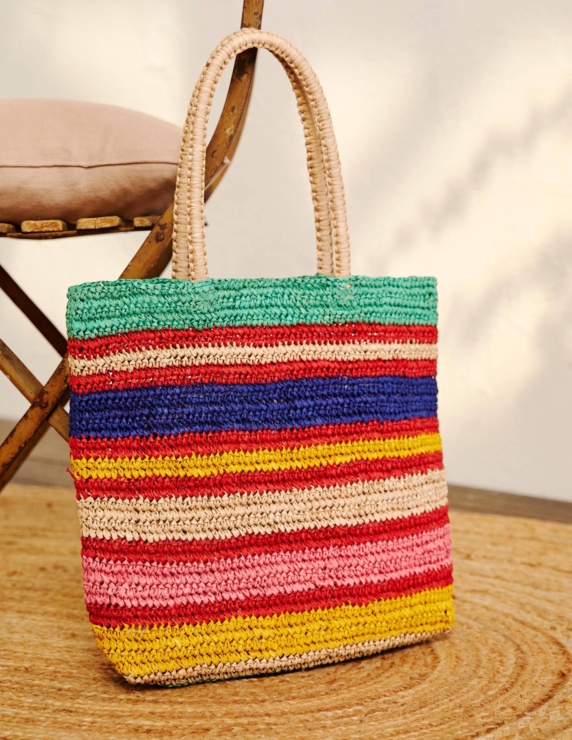 Soft Straw Bag-Multi Stripe - Image 1