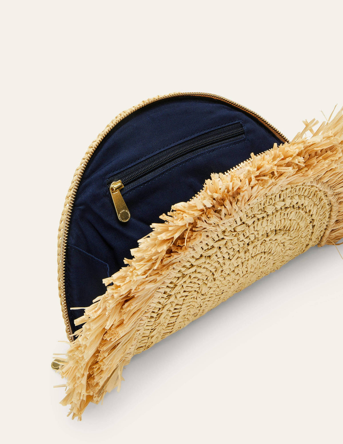 Raffia Half Moon Clutch-Natural - Image 2