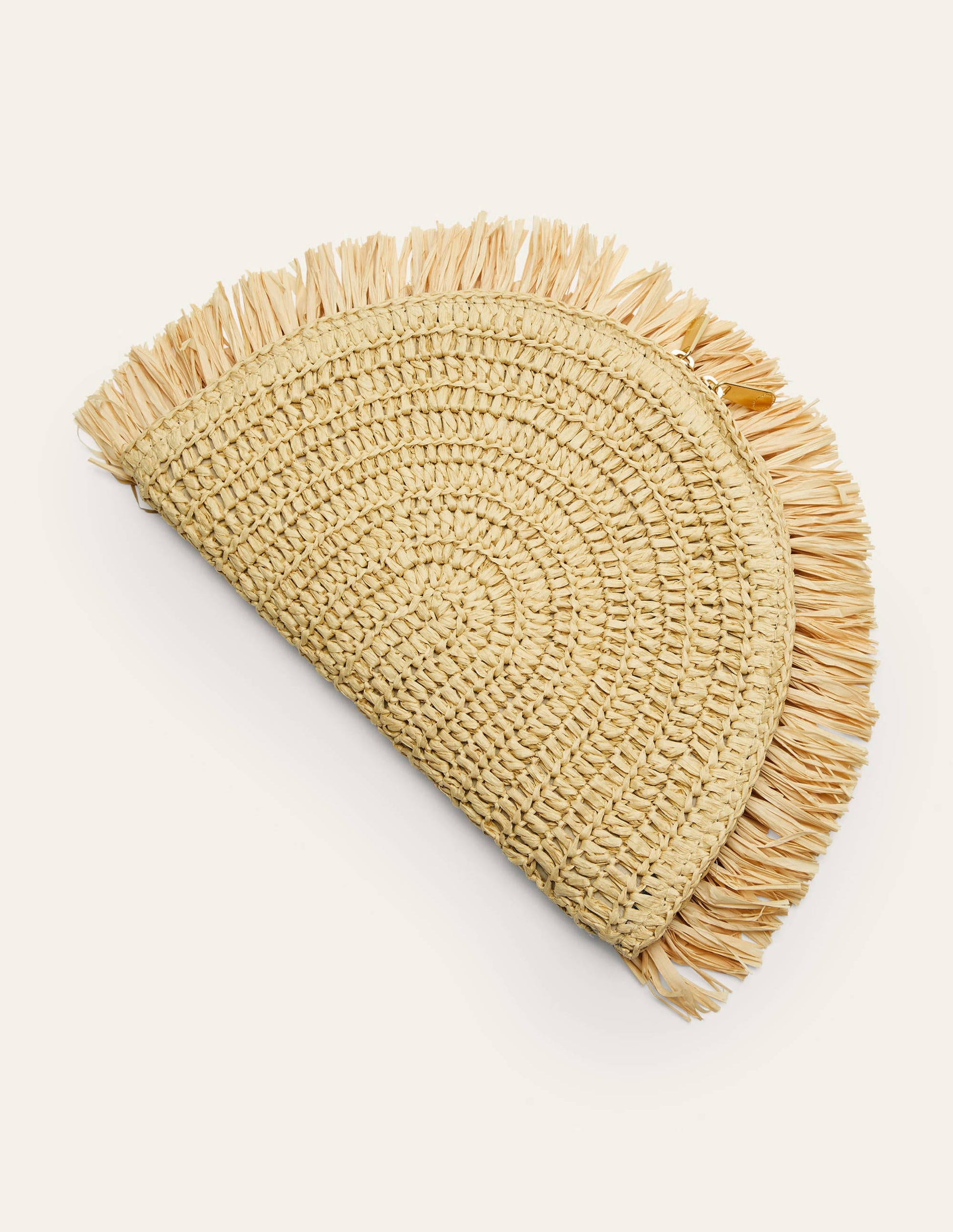 Raffia Half Moon Clutch-Natural-3