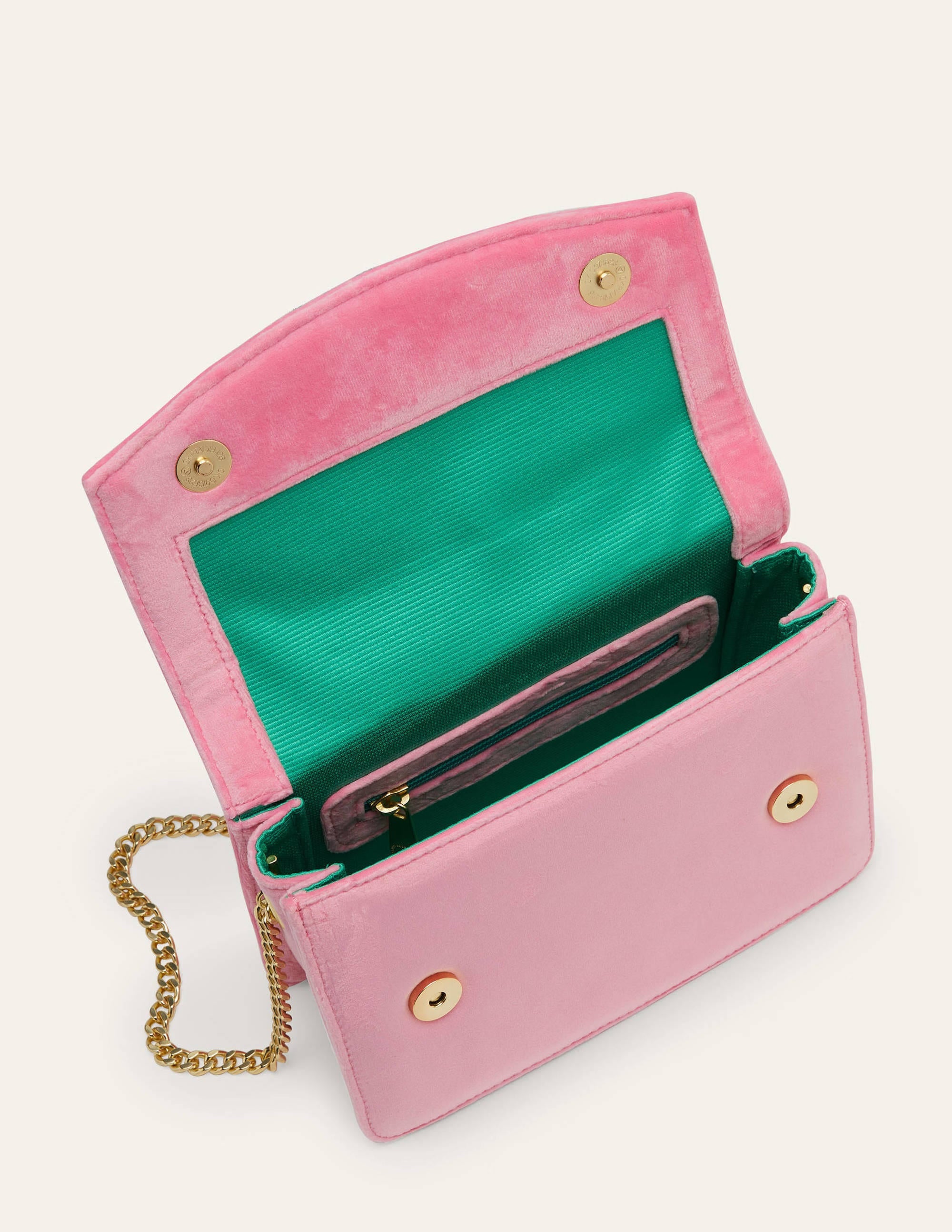 Velvet Tassel Crossbody Bag-Sachet Pink/Ming Green - Image 2