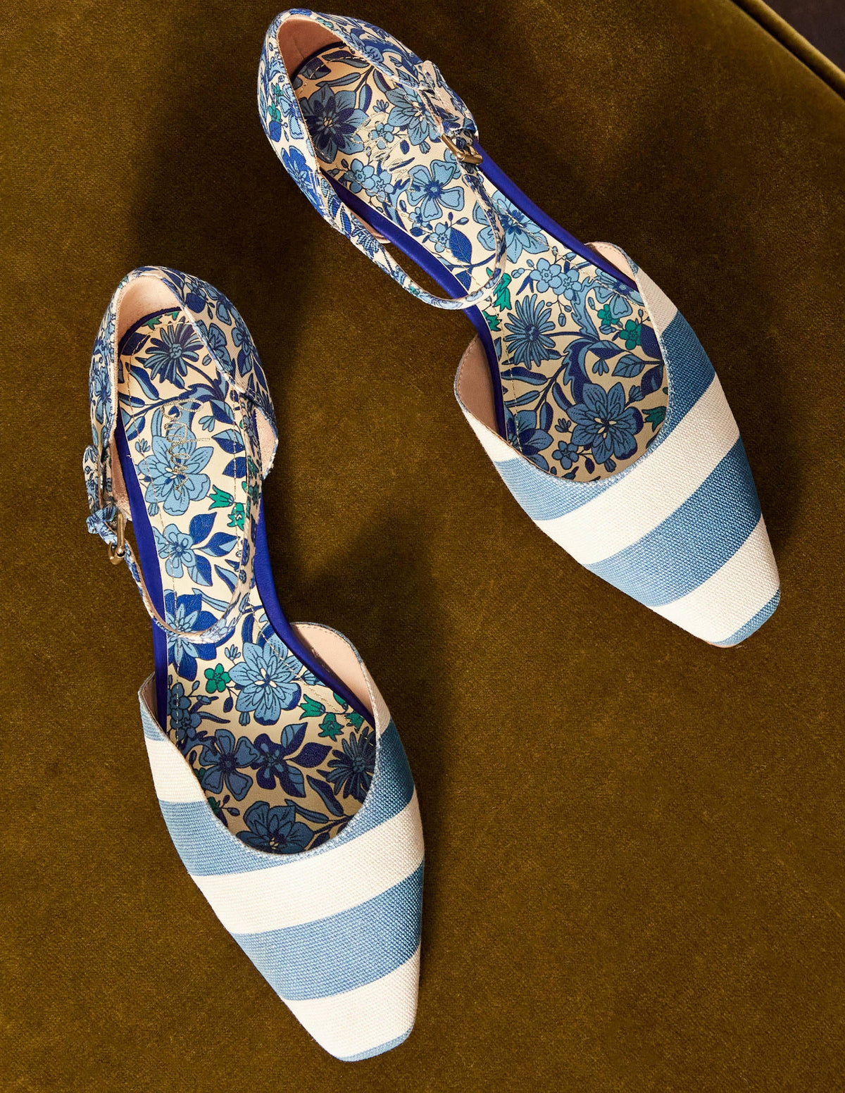 Printed Canvas Flat Pumps-Dusty Blue/Floret Bloom-1
