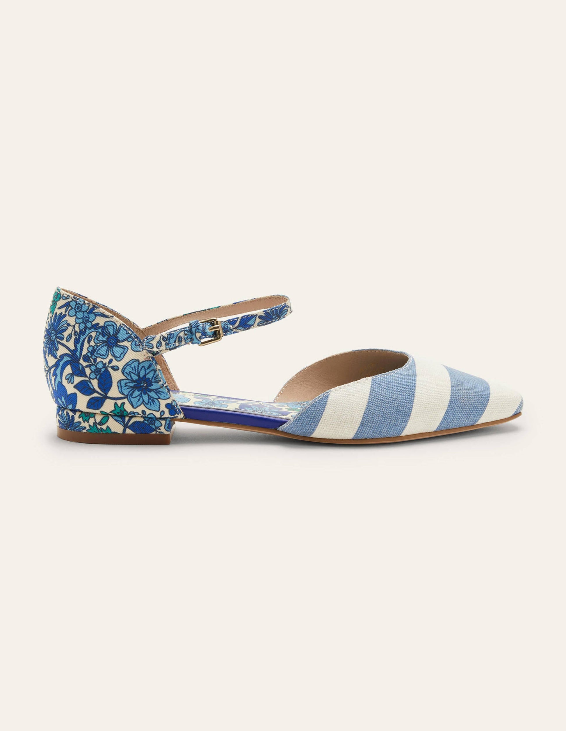 Printed Canvas Flat Pumps-Dusty Blue/Floret Bloom-2