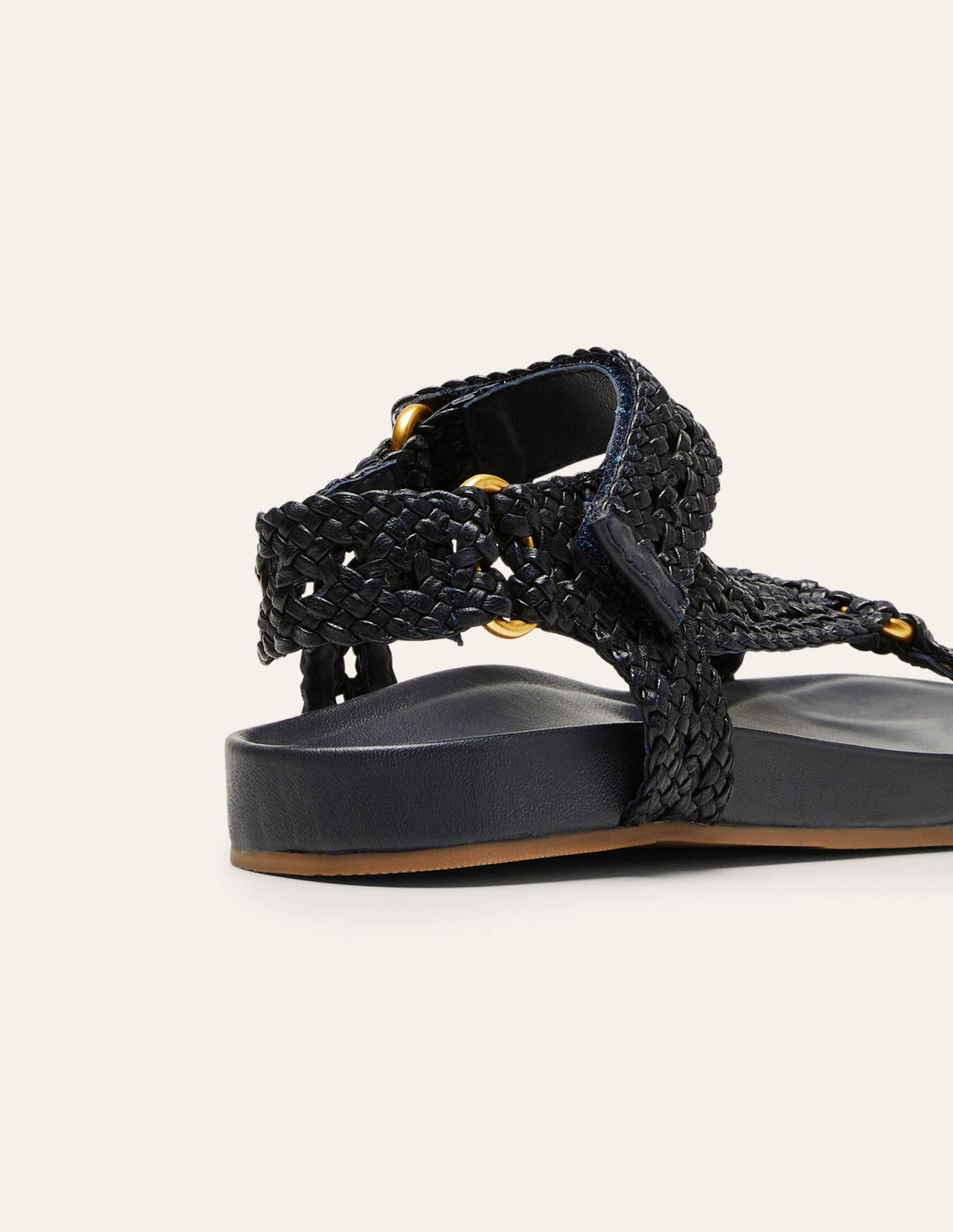Woven Leather Sandals-Navy-2