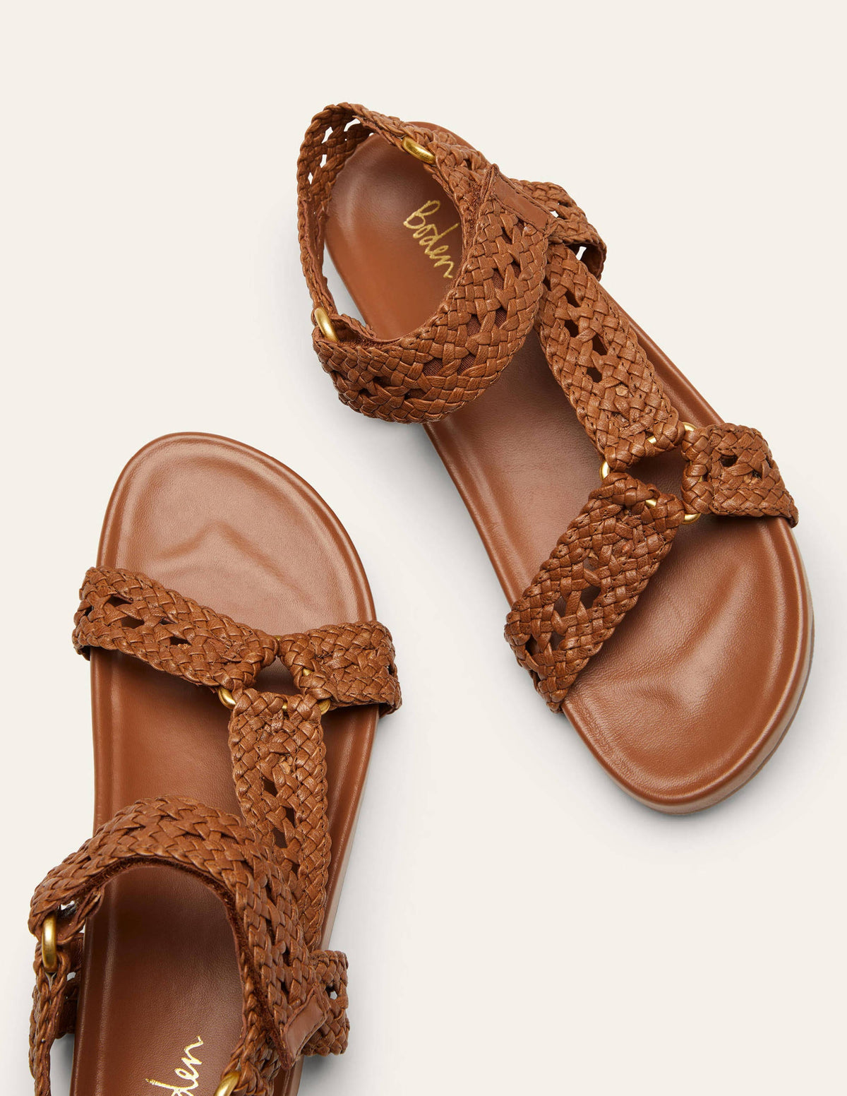 Woven Leather Sandals-Tan-1