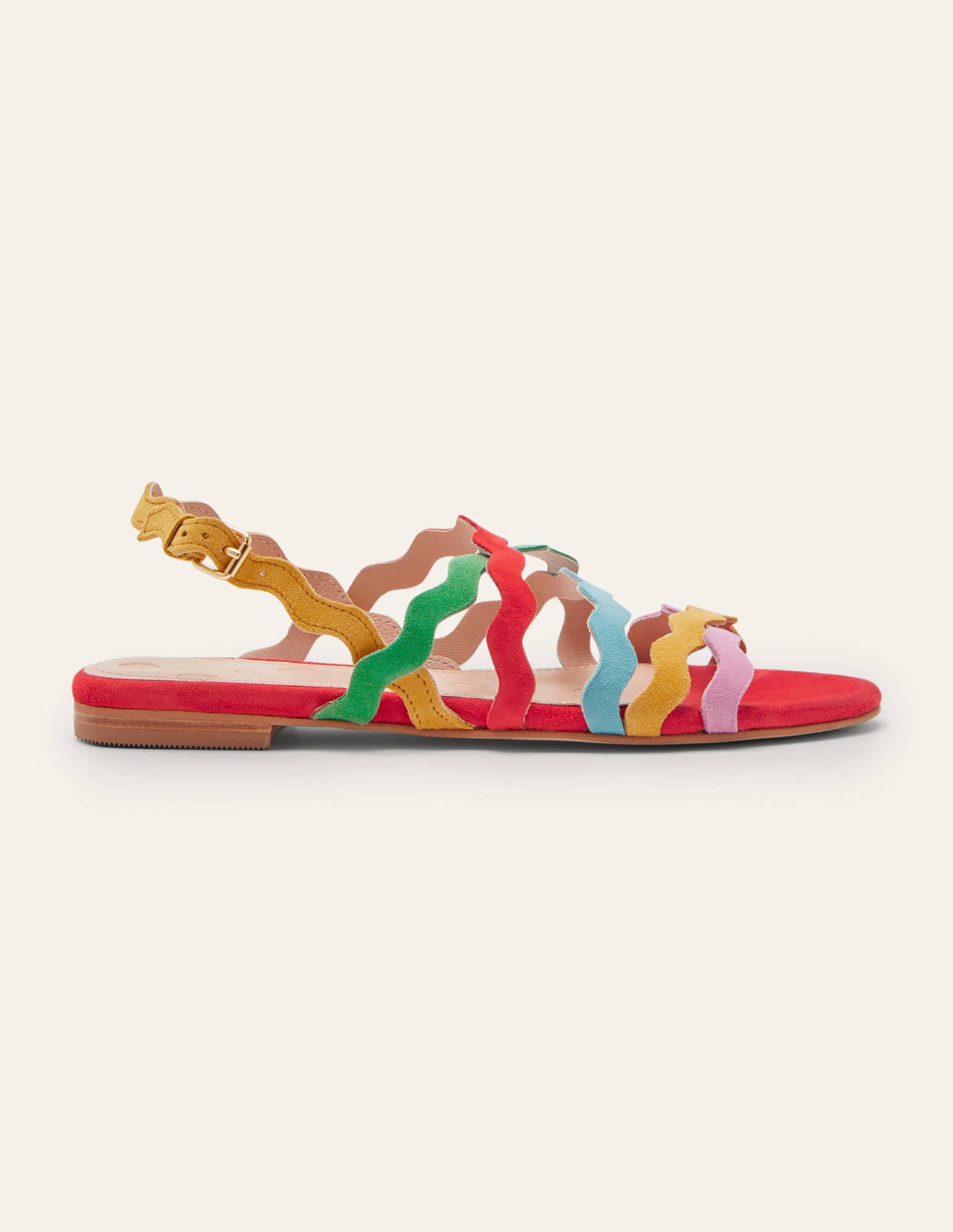 Multi Strap Flat Sandals-Bright Poppy Multi - Image 2