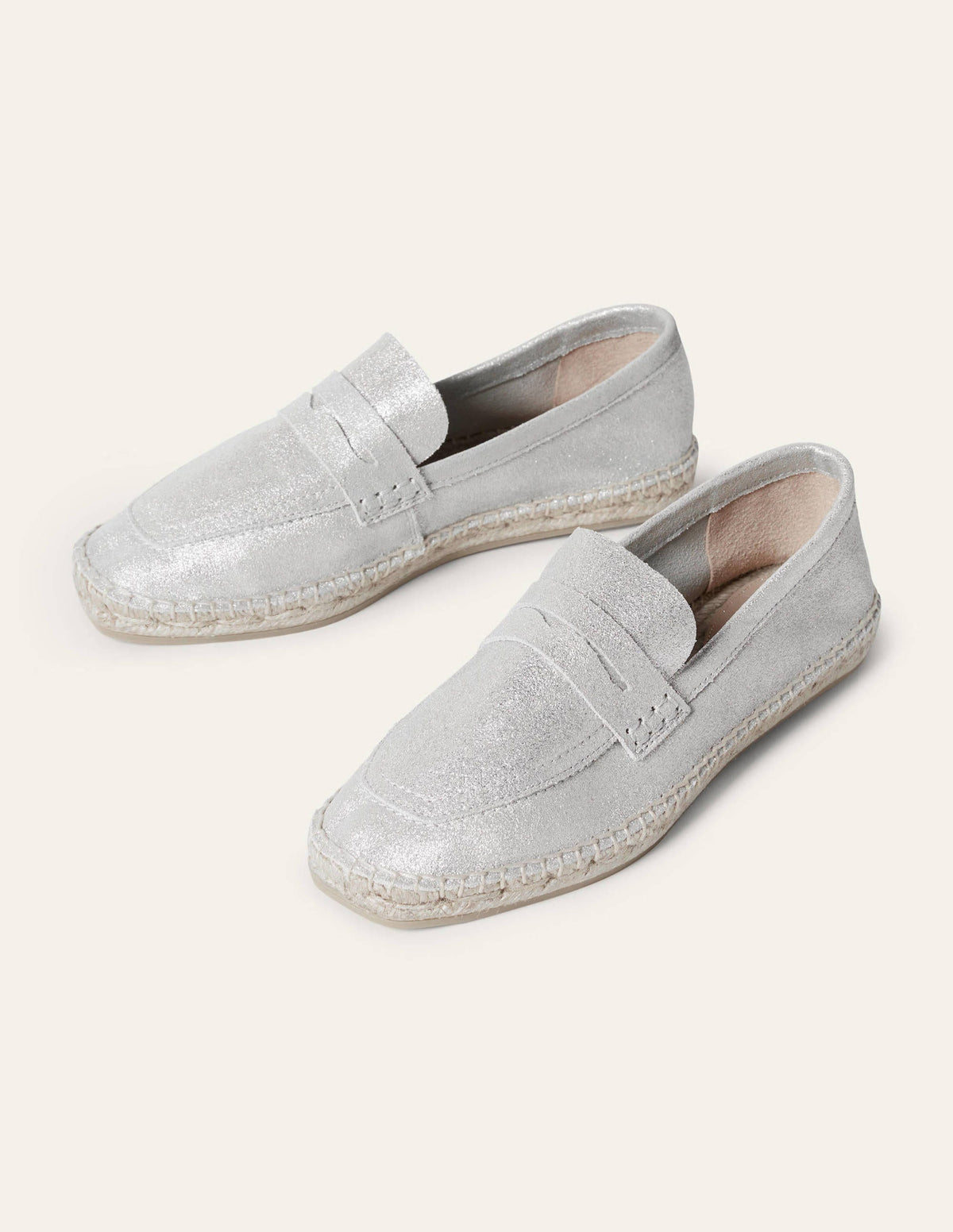 Suede Loafer Espadrilles-Silver Metallic - Image 1