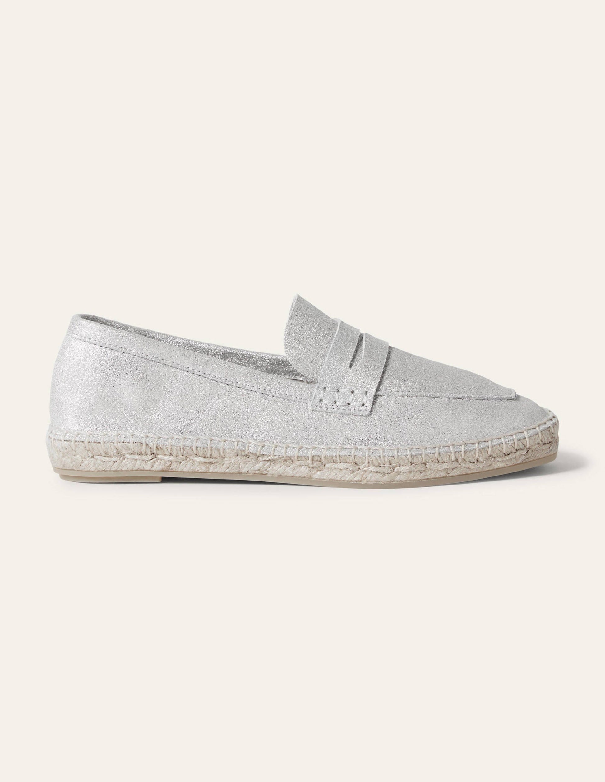Suede Loafer Espadrilles-Silver Metallic-2