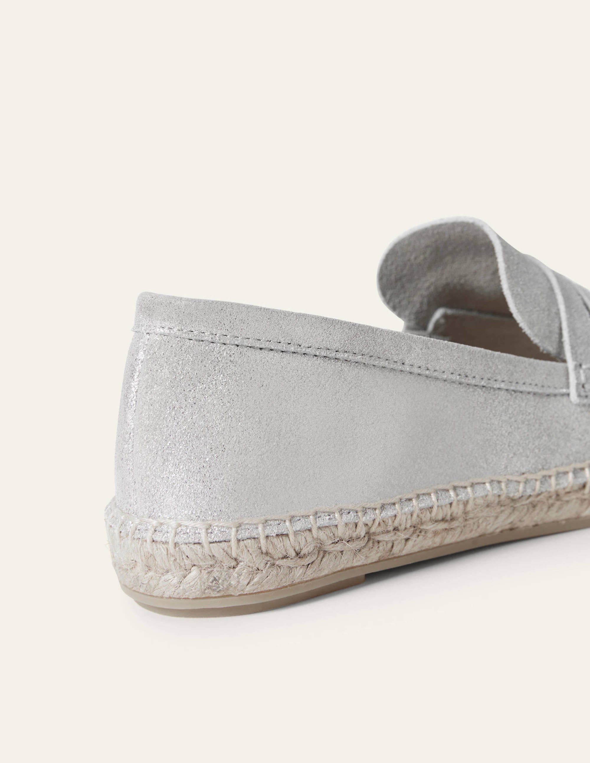 Suede Loafer Espadrilles-Silver Metallic - Image 3