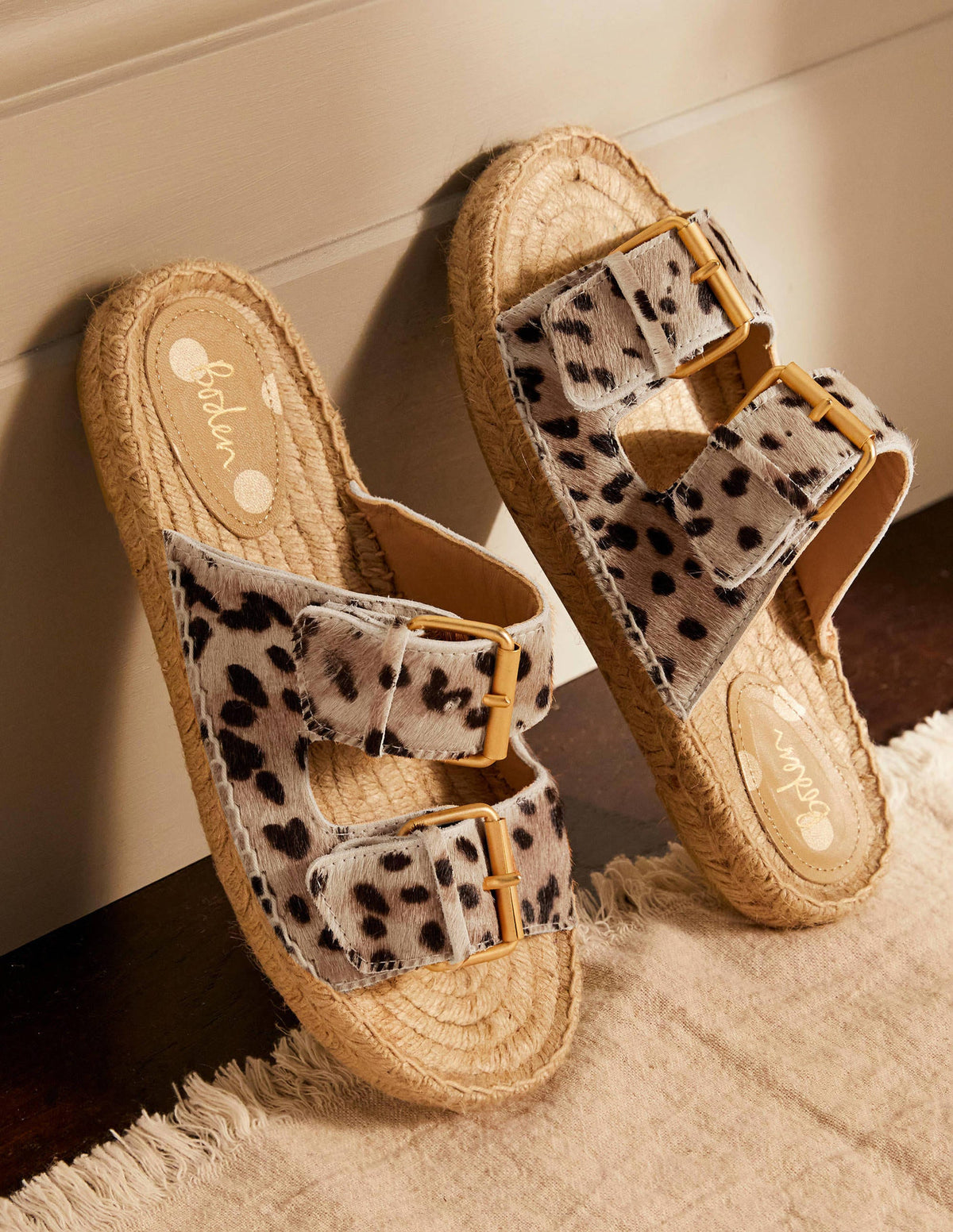 Buckle Espadrille Sandals-Neutral Leopard - Image 1