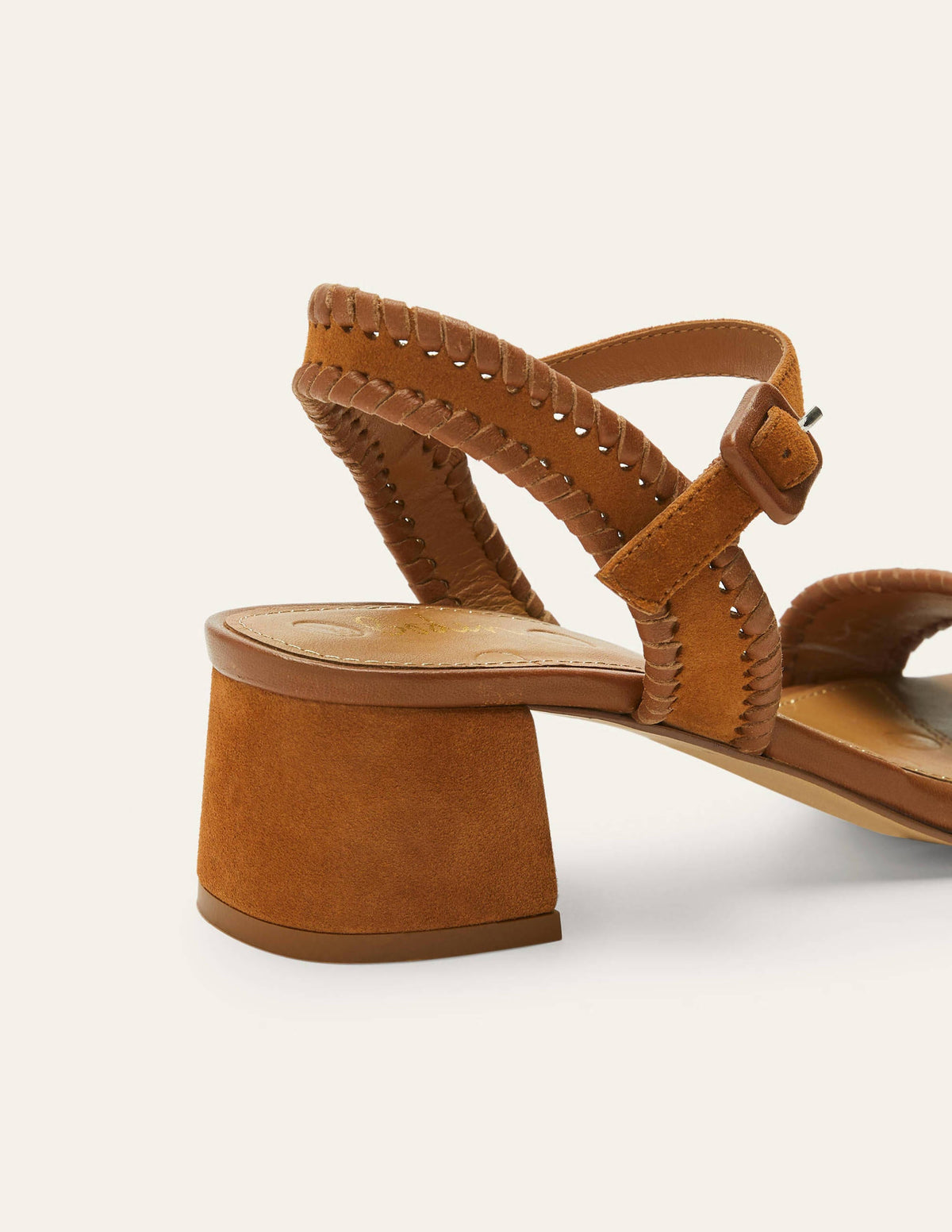 Block Heel Suede Sandals-Tan - Image 3