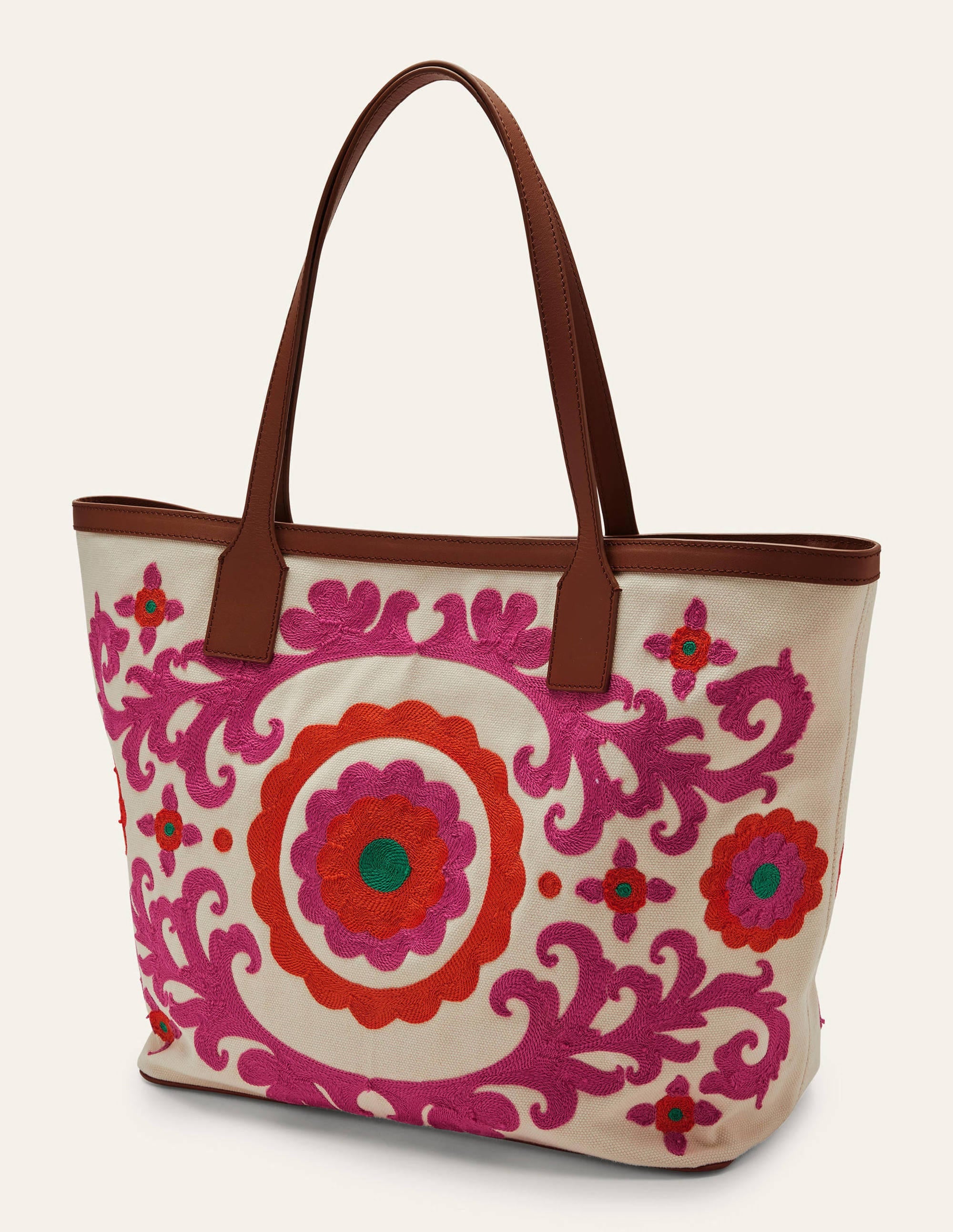 Embroidered Canvas Tote-Pink - Image 2