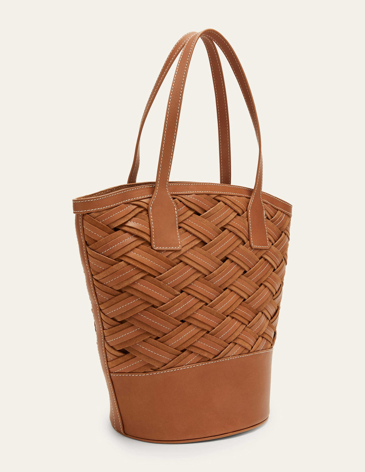 Woven Leather Bag-Tan-2