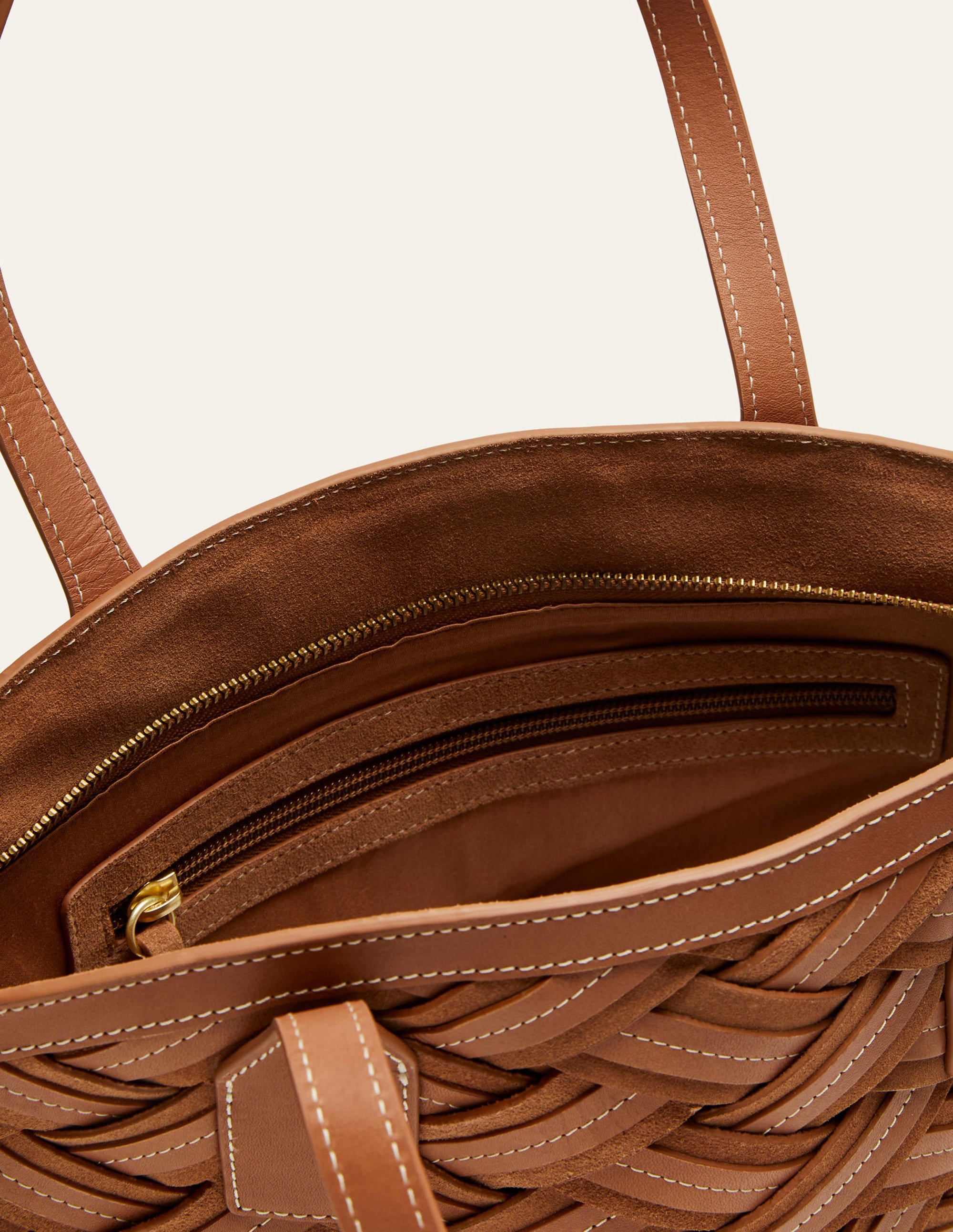 Woven Leather Bag-Tan - Image 3