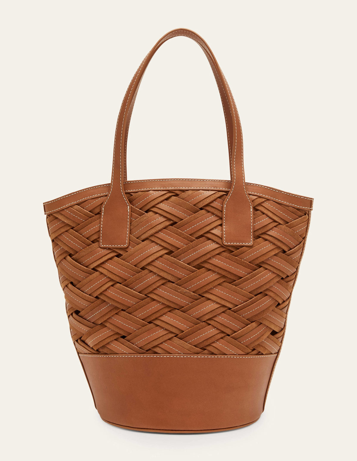 Woven Leather Bag-Tan - Image 1