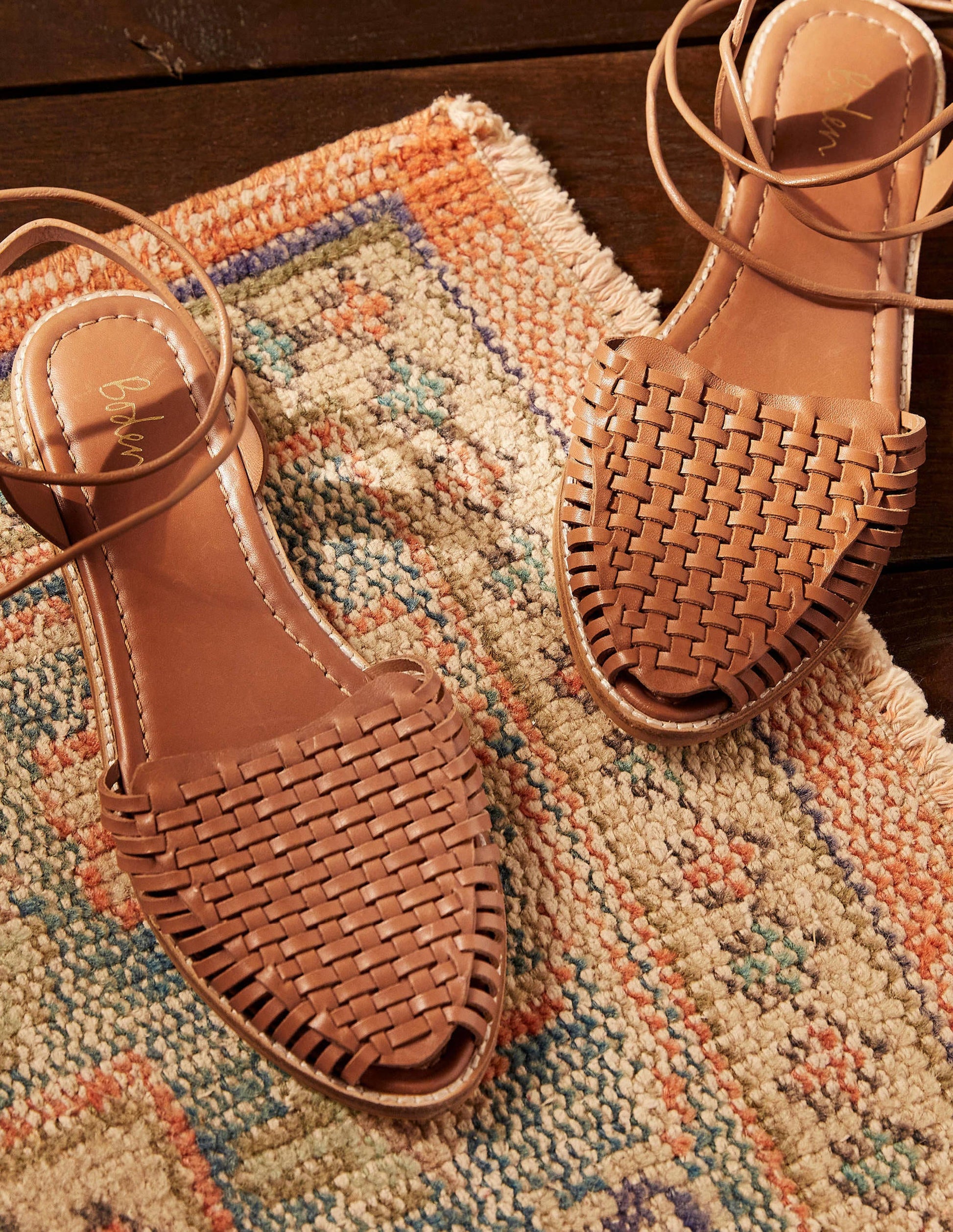 Huarache Leather Sandals-Tan-1