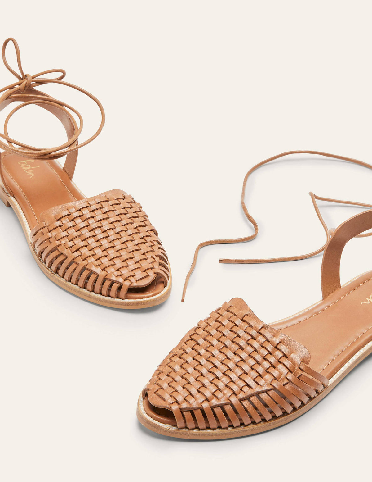 Huarache Leather Sandals-Tan - Image 2