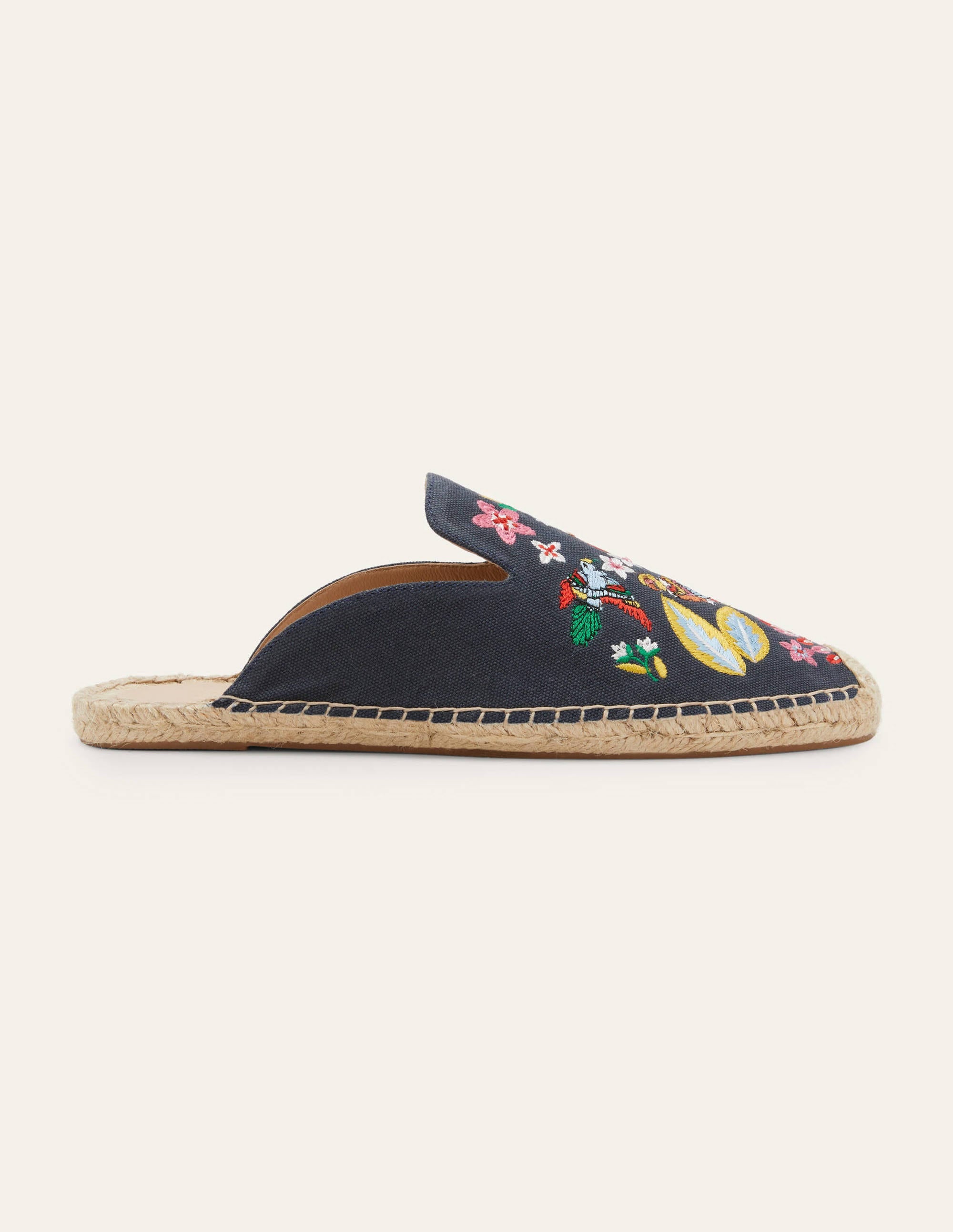Embroidered Mule Espadrilles-French Navy, Exotic Paradise - Image 2