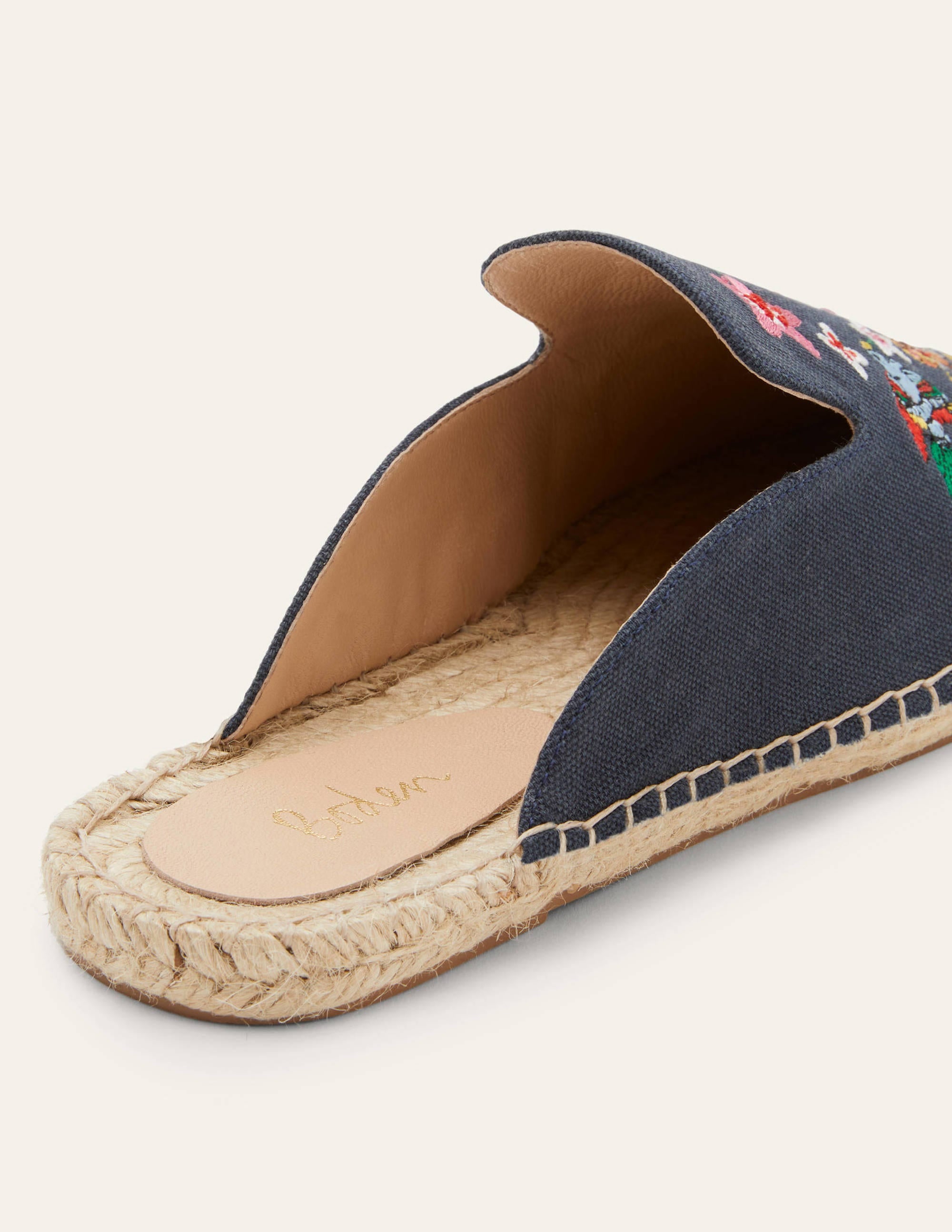 Embroidered Mule Espadrilles-French Navy, Exotic Paradise - Image 3