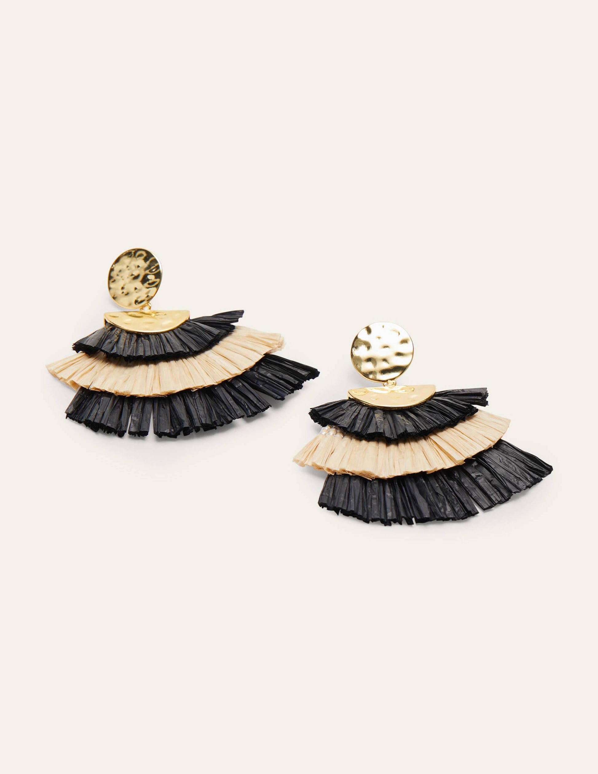 Hammered Tier Fringe Earrings-Black-1