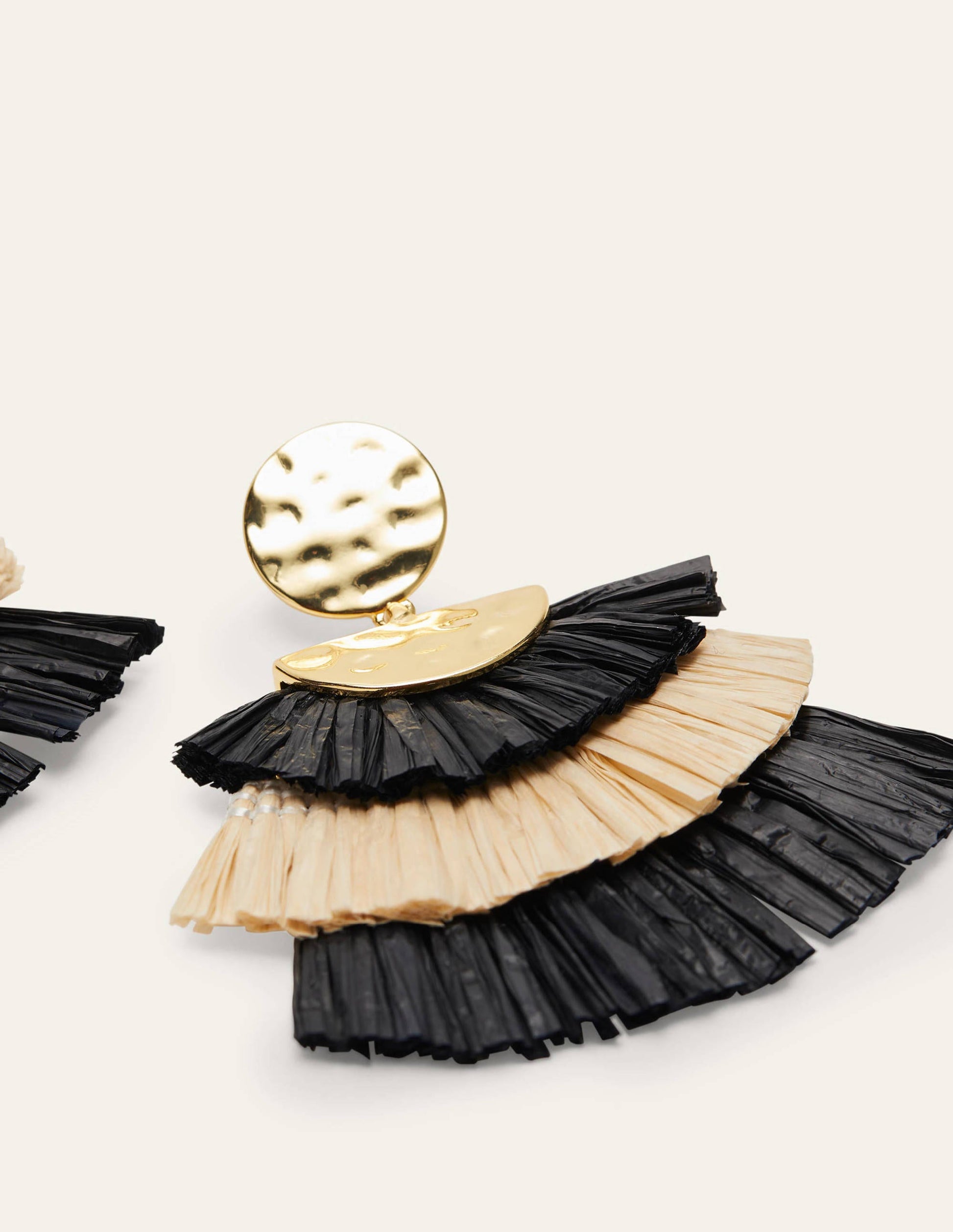 Hammered Tier Fringe Earrings-Black-2