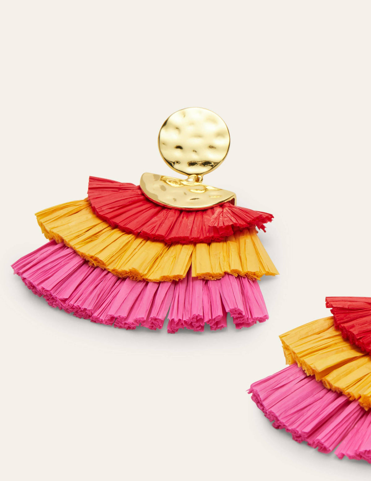 Hammered Tier Fringe Earrings-Multi - Image 2