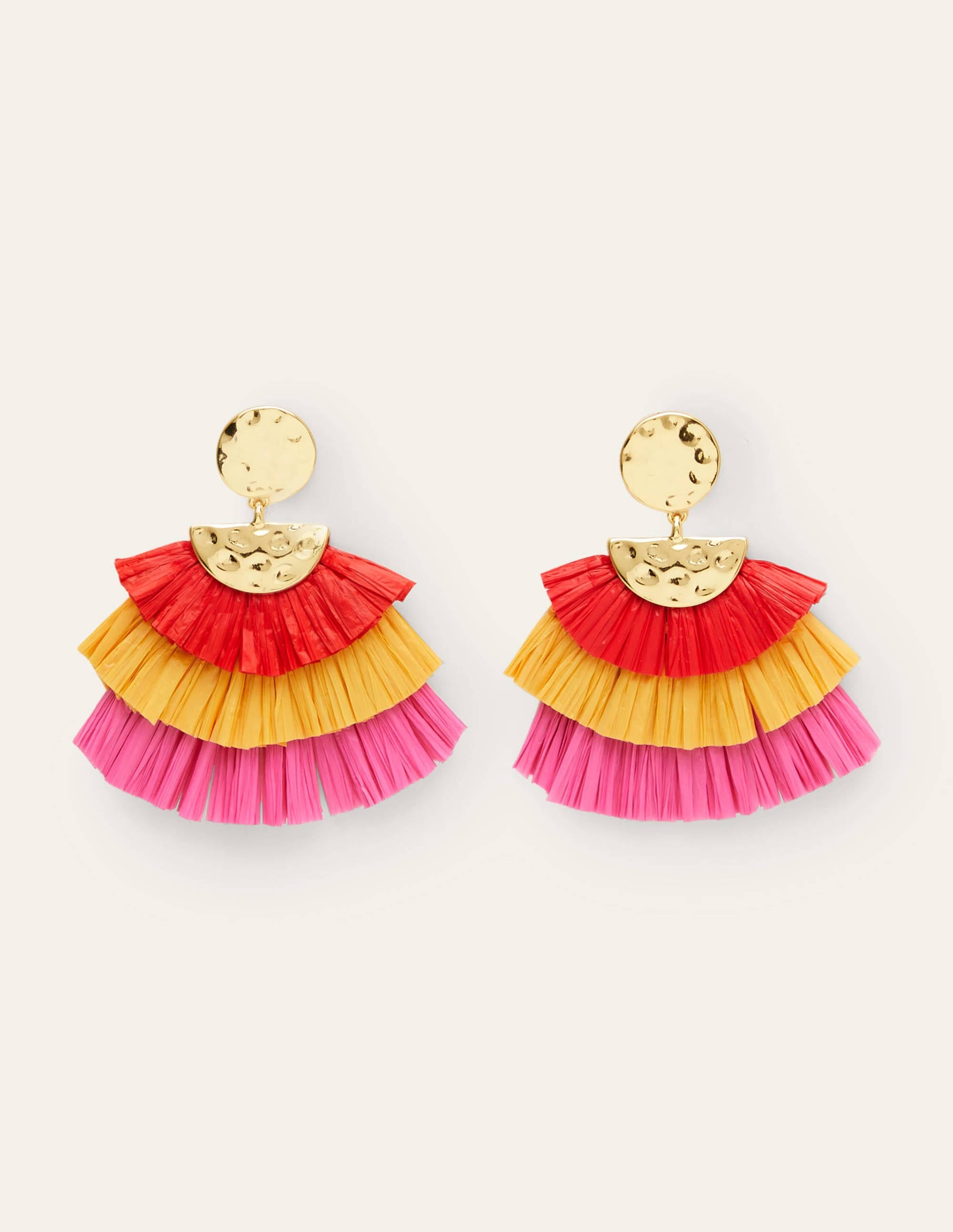 Hammered Tier Fringe Earrings-Multi - Image 3
