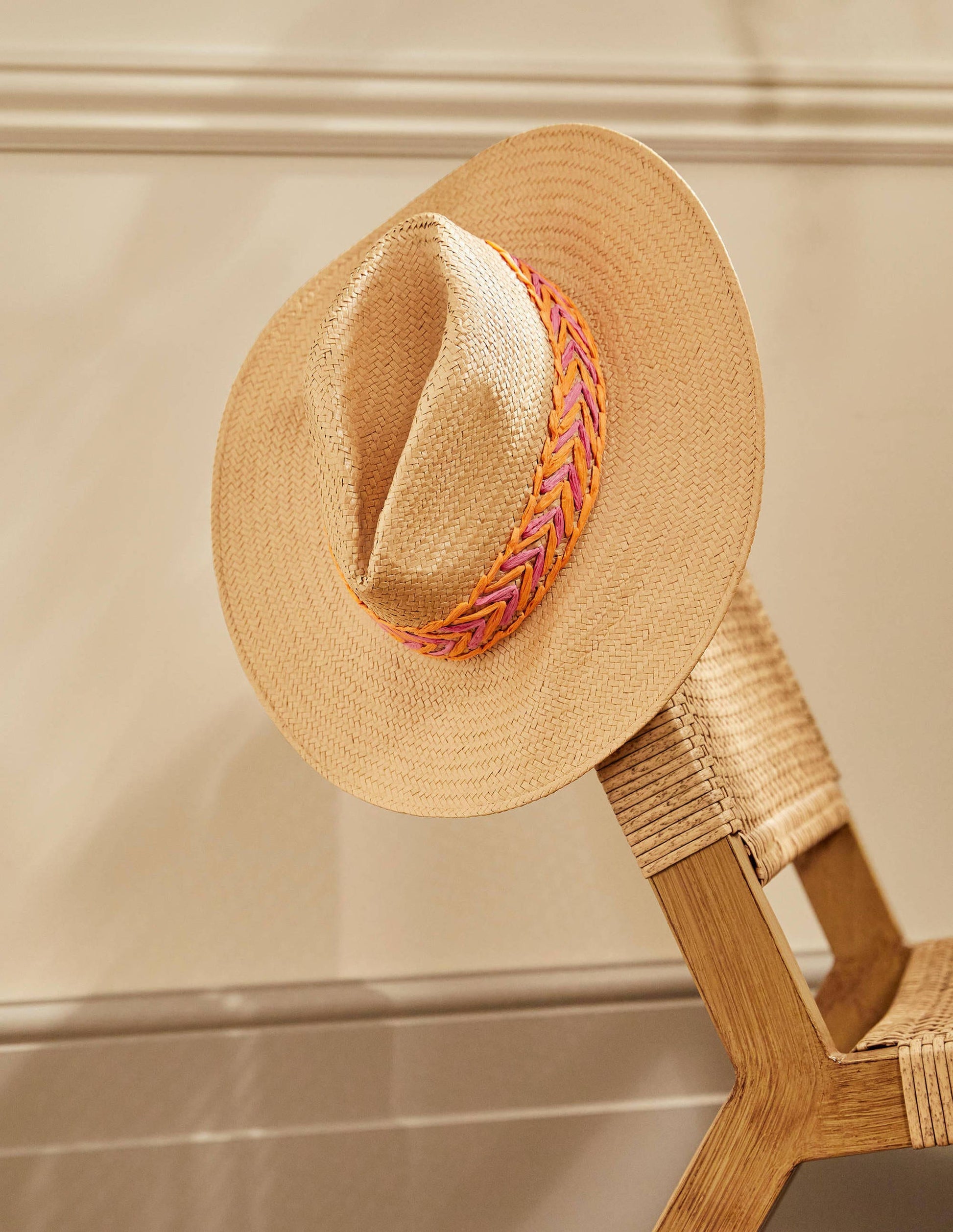 Embroidered Straw Fedora-Natural-1