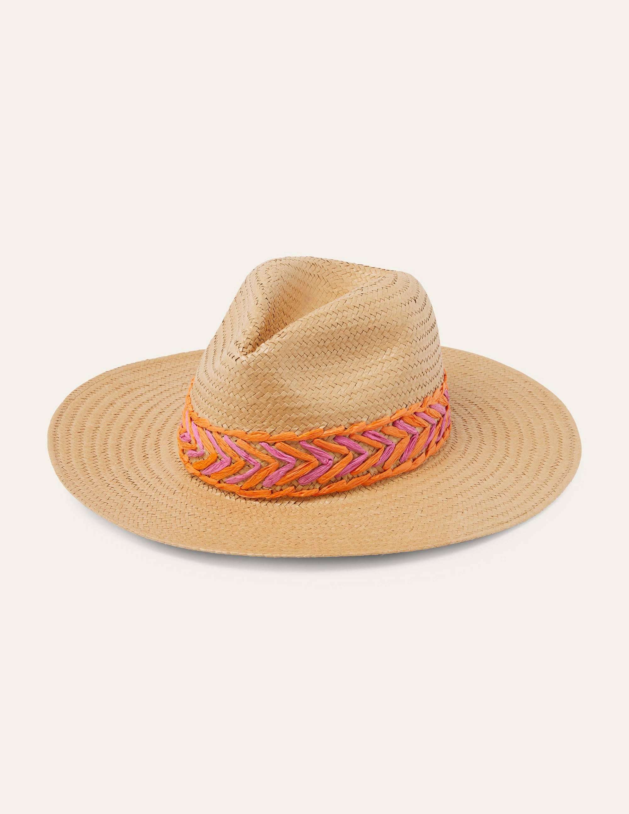 Embroidered Straw Fedora-Natural - Image 2