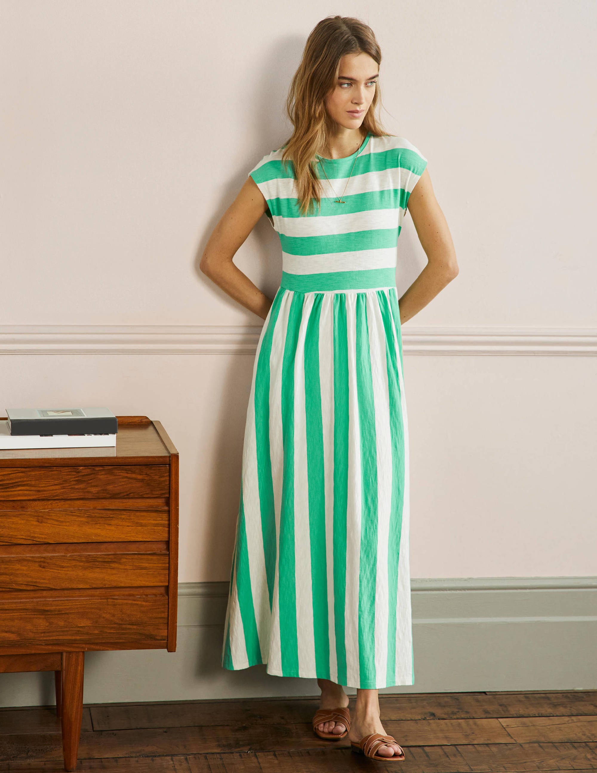 Easy T-Shirt Midi Dress-Gumdrop Stripe - Image 1