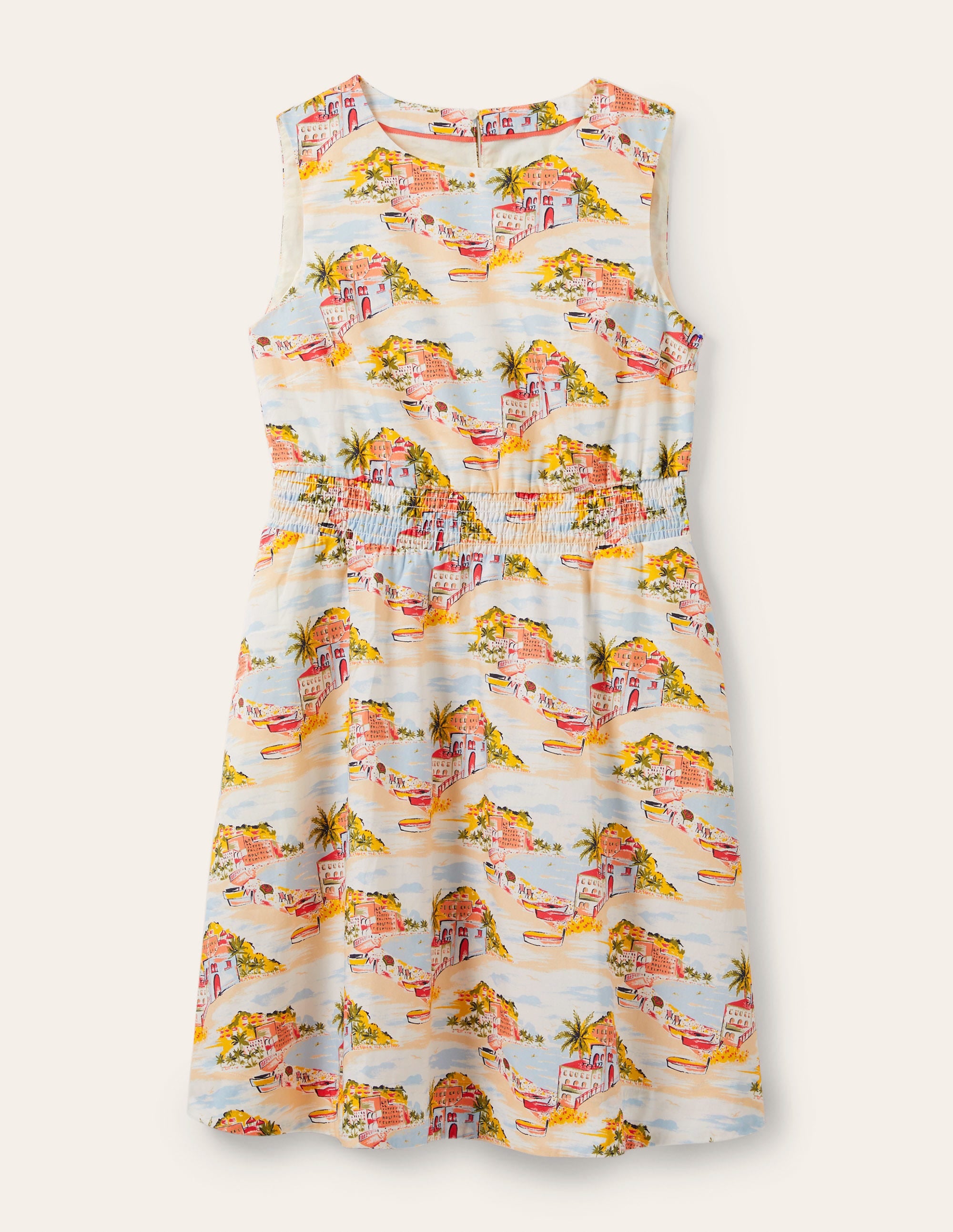 Smocked Waist Mini Dress-Ivory, Paradise Bay - Image 5