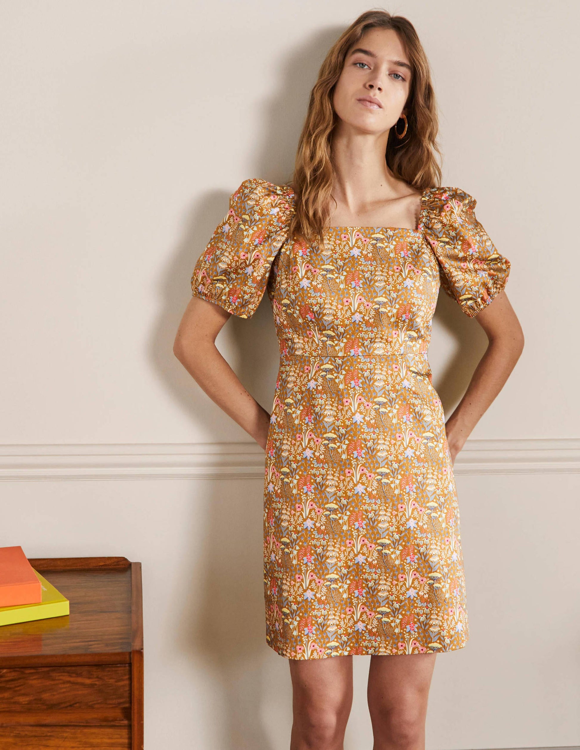 Puff Sleeve Mini Dress-Frankincense Wildflower Bloom-1