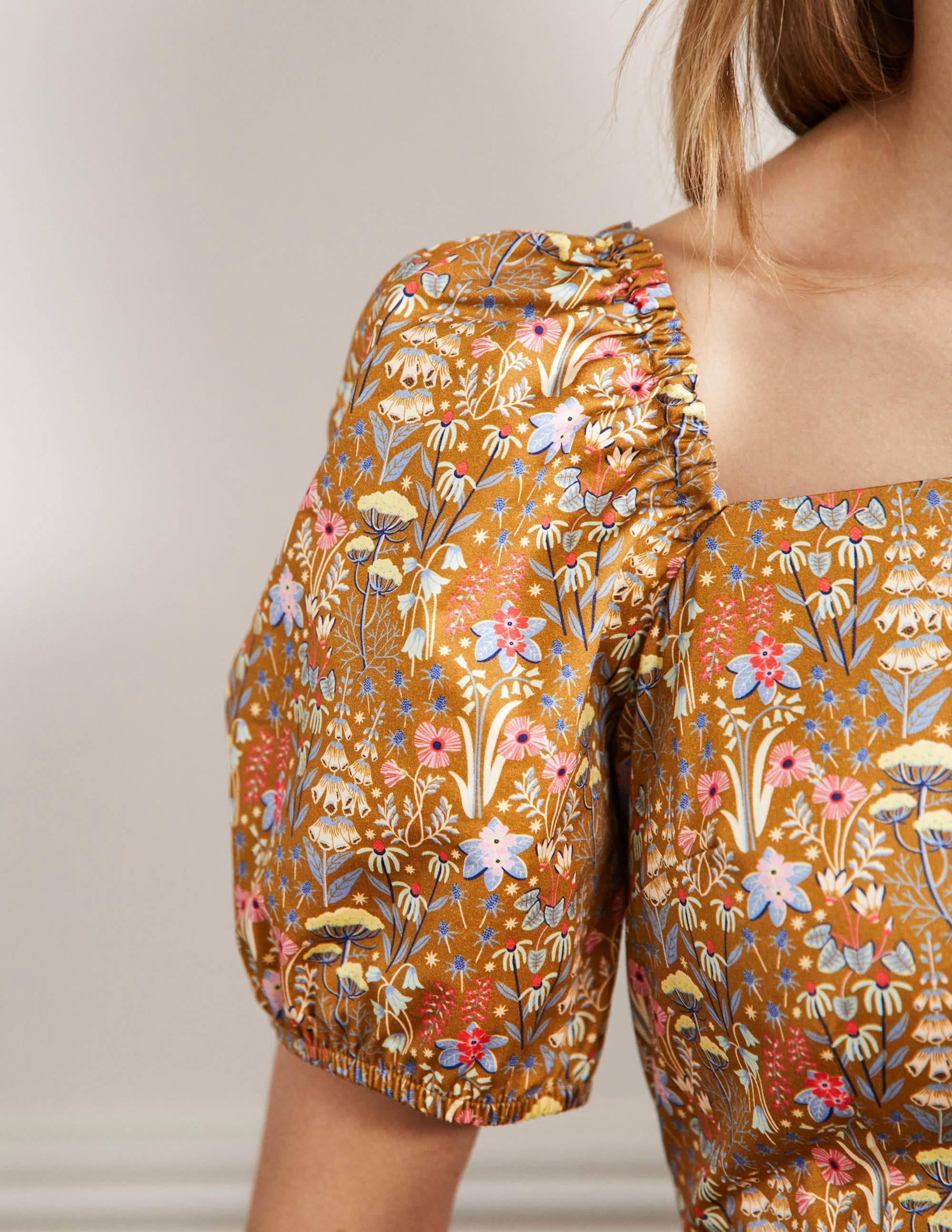 Puff Sleeve Mini Dress-Frankincense Wildflower Bloom - Image 2