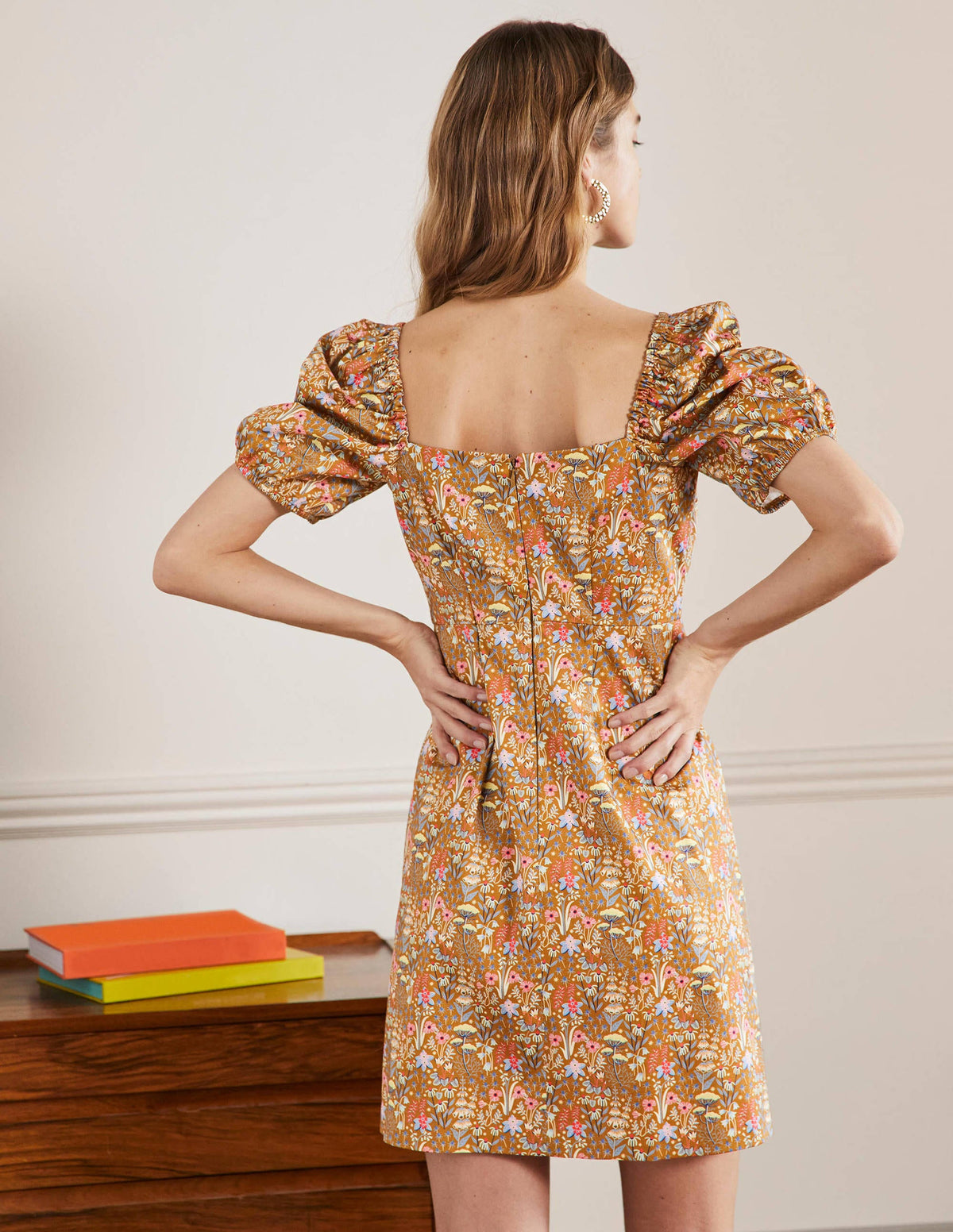 Puff Sleeve Mini Dress-Frankincense Wildflower Bloom-3