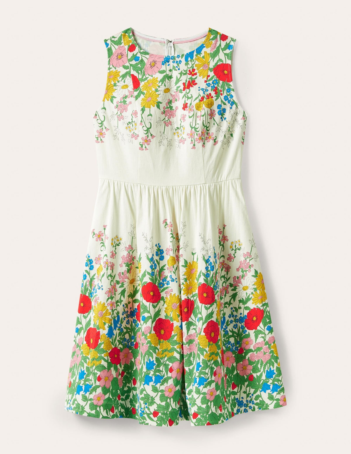 Tara Fit-and-Flare Dress-Ivory, Botanical Terrace-5