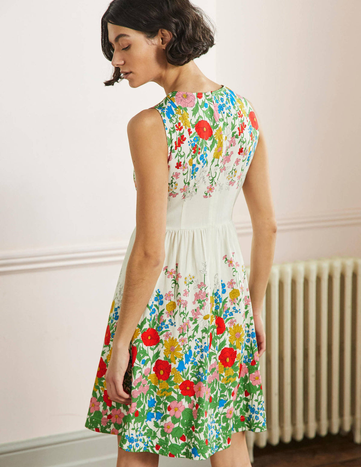 Tara Fit-and-Flare Dress-Ivory, Botanical Terrace-3